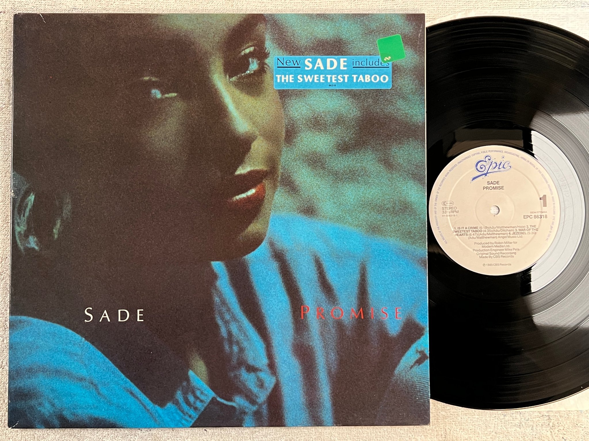 Omslagsbild för skivan SADE promise LP -85 Hol EPIC EPC 86318