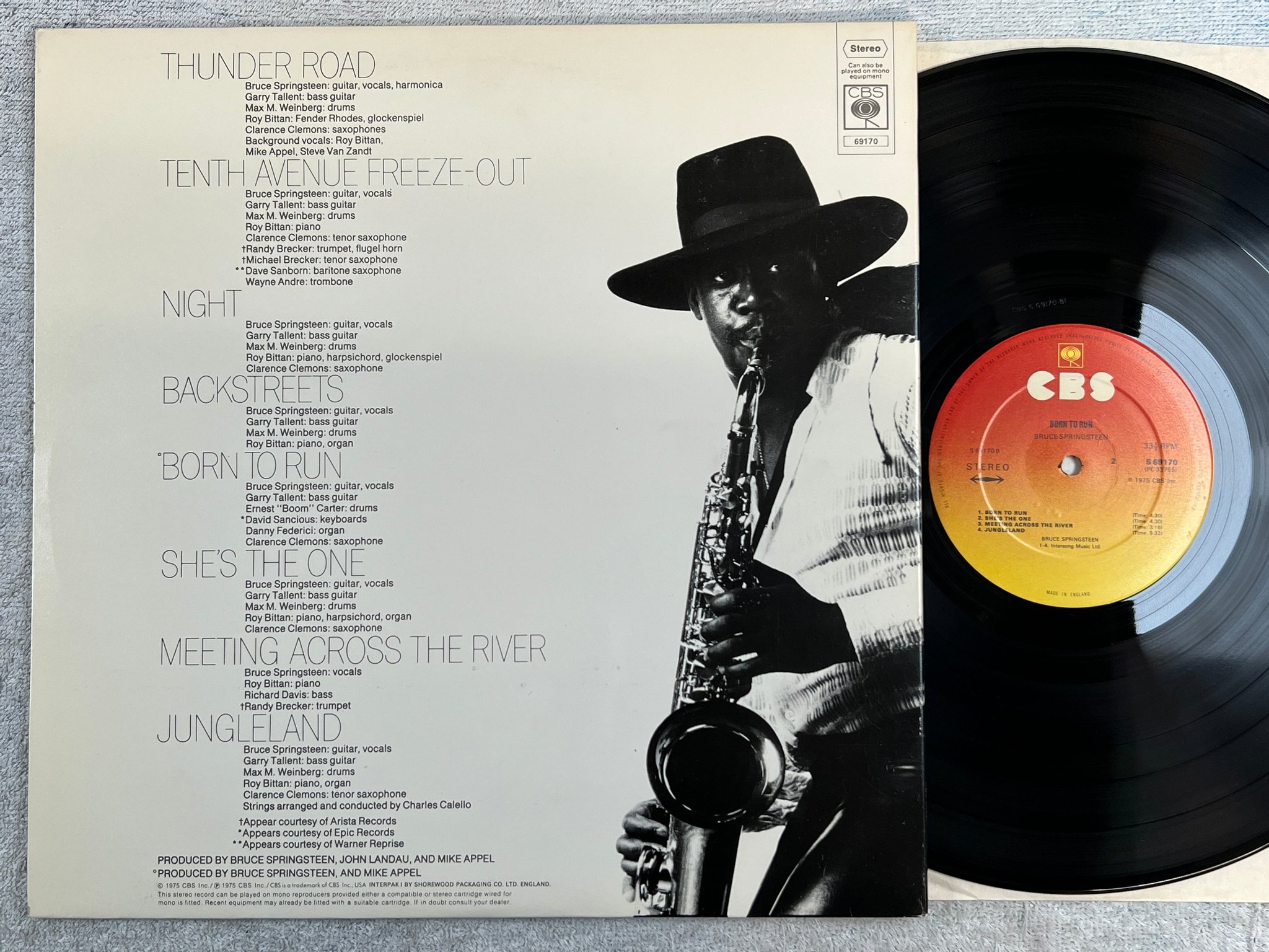 Omslagsbild för skivan BRUCE SPRINGSTEEN born to run LP -75 UK CBS S 69170