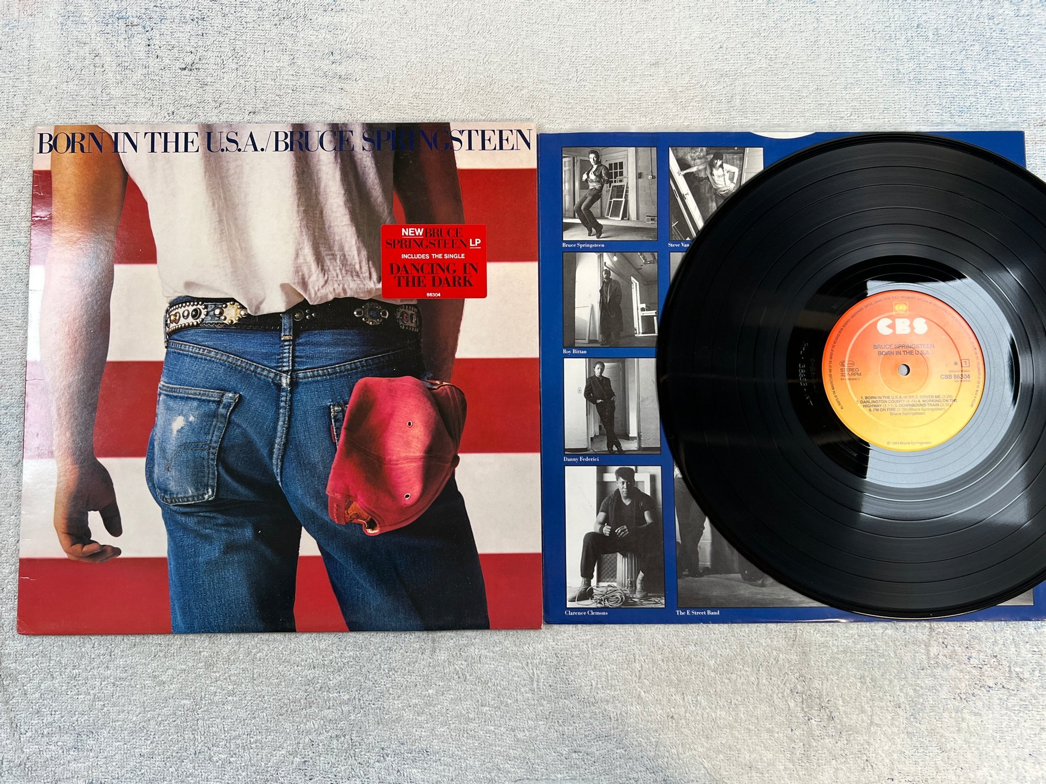 Omslagsbild för skivan BRUCE SPRINGSTEEN born in the U.S.A. LP -84 Hol CBS 86304