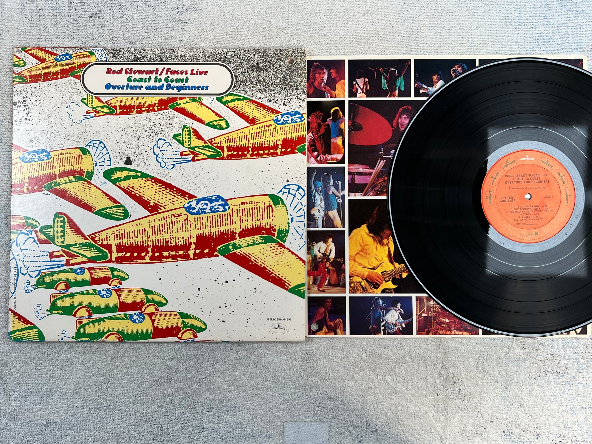 Omslagsbild för skivan ROD STEWART / FACES live LP -73 US SRM-1-697