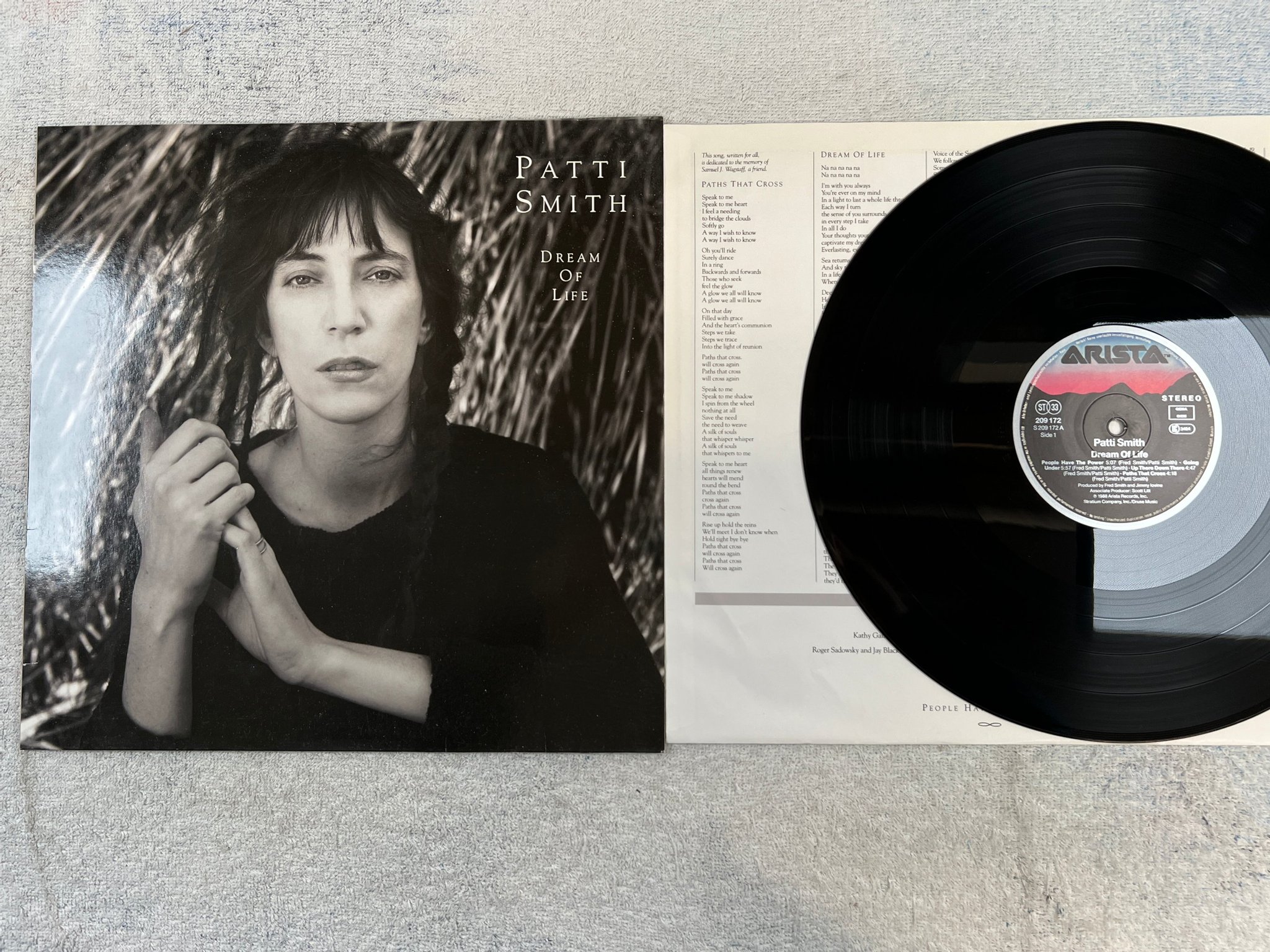 Omslagsbild för skivan PATTI SMITH dream of life LP -88 Ger ARISTA 209172