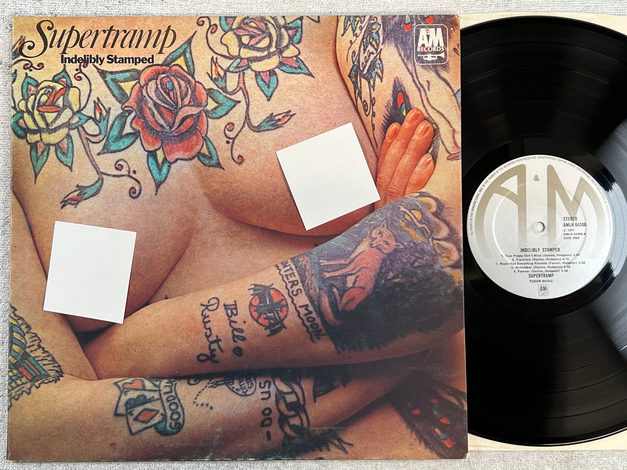 Omslagsbild för skivan SUPERTRAMP indelibly stamped LP -71 UK A&M AMLH 64306