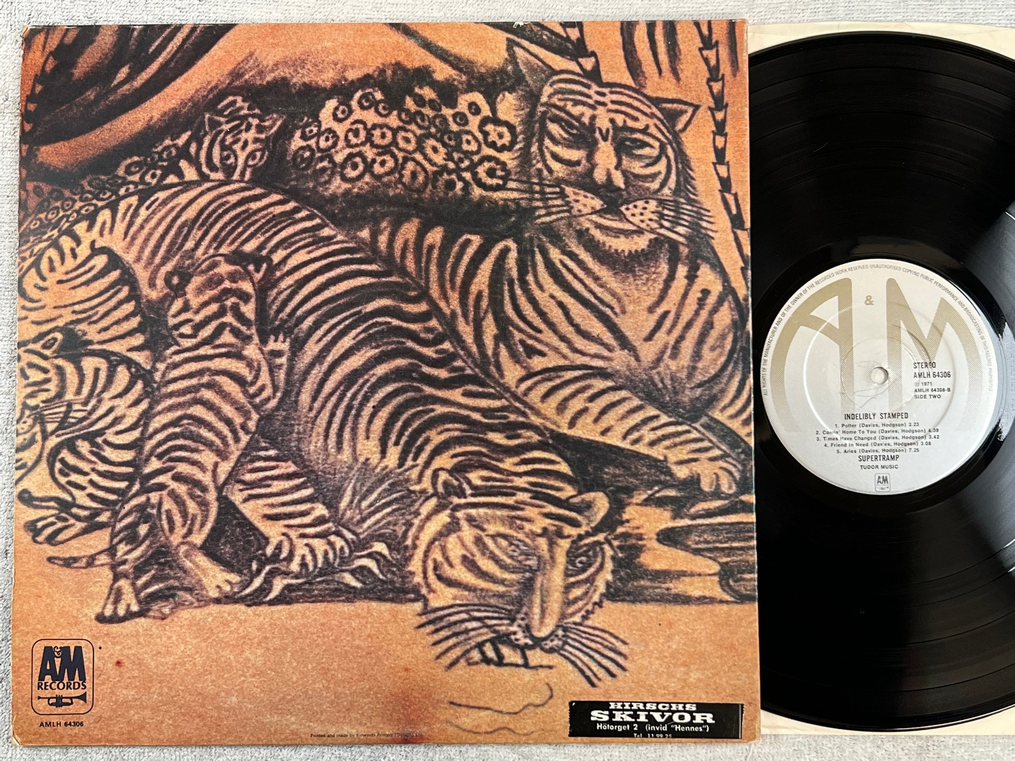 Omslagsbild för skivan SUPERTRAMP indelibly stamped LP -71 UK A&M AMLH 64306
