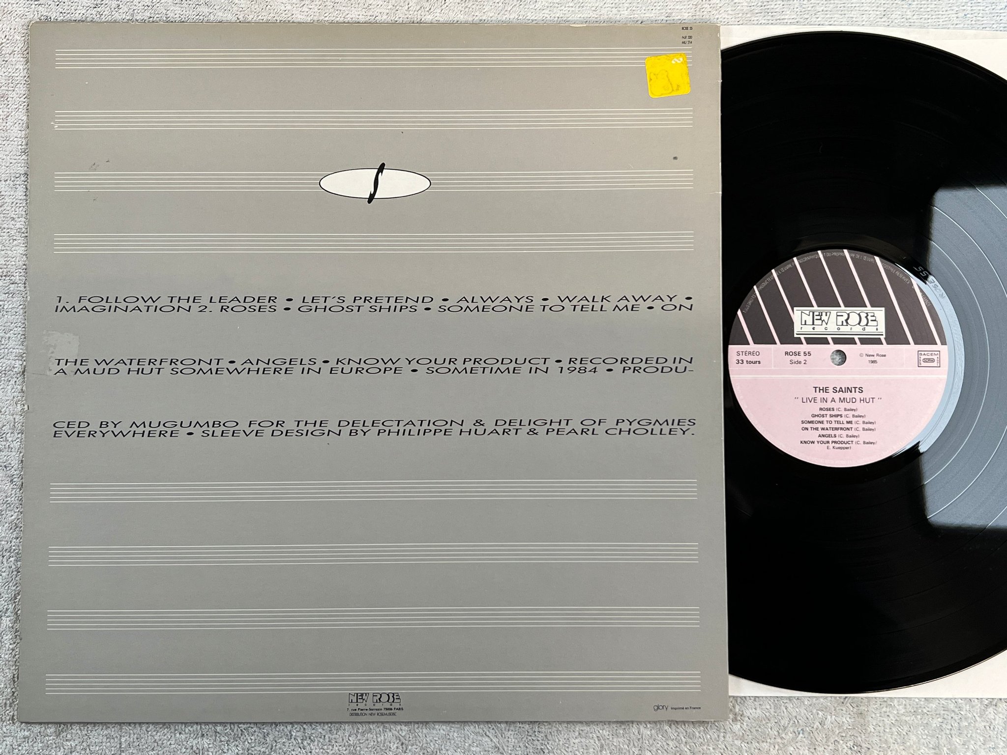 Omslagsbild för skivan THE SAINTS live in a mud hut LP -85 fra NEW ROSE ROSE 55