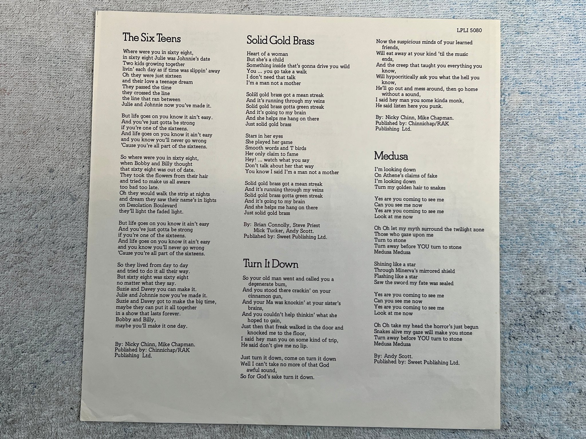 Omslagsbild för skivan SWEET desolation boulevard LP -74 UK RCA LPL1 5080