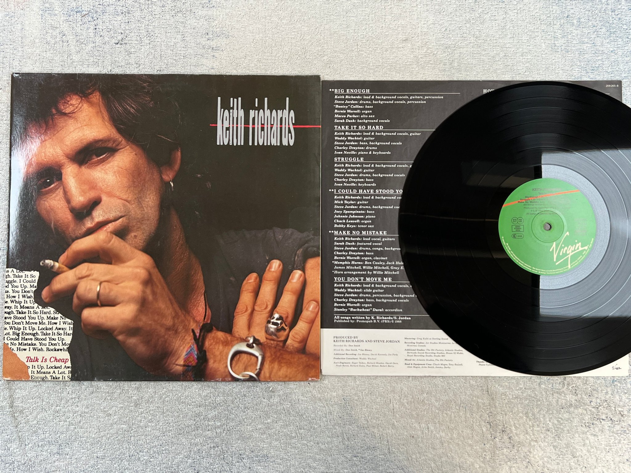 Omslagsbild för skivan KEITH RICHARDS talk is cheap LP -88 Hol VIRGIN 209265