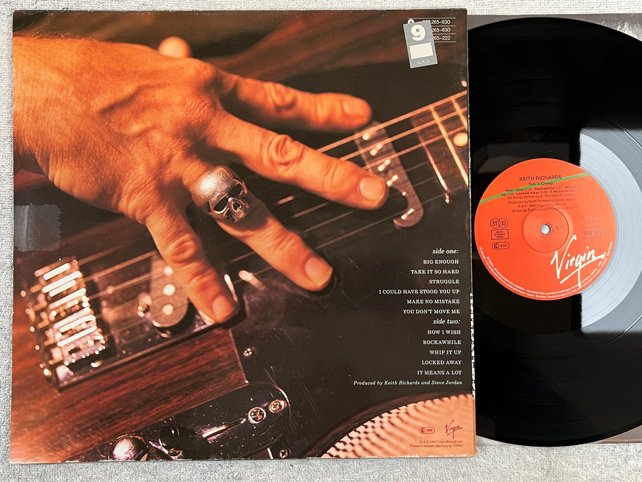 Omslagsbild för skivan KEITH RICHARDS talk is cheap LP -88 Hol VIRGIN 209265