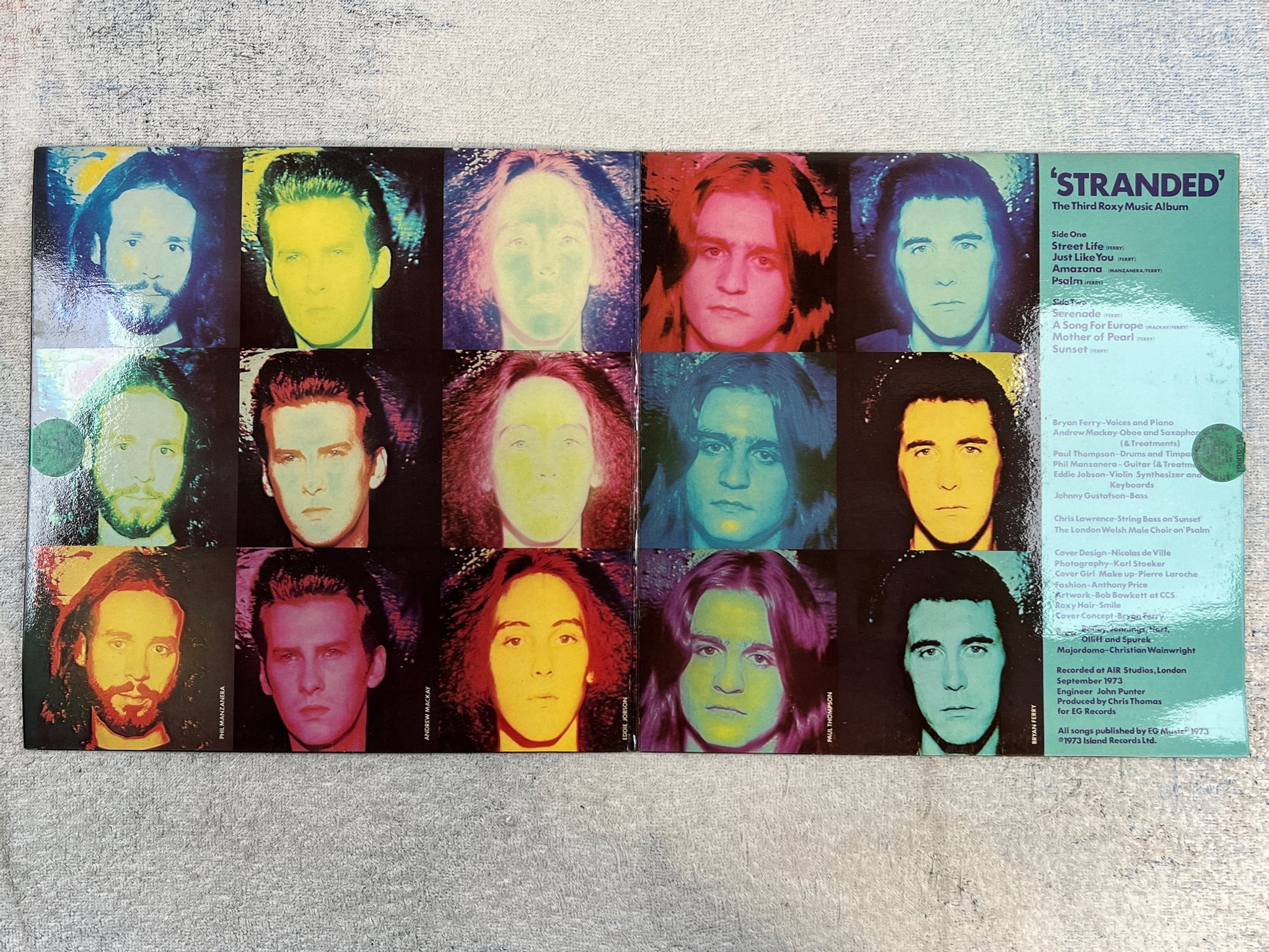 Omslagsbild för skivan ROXY MUSIC stranded LP -73 UK ISLAND ILPS 9252