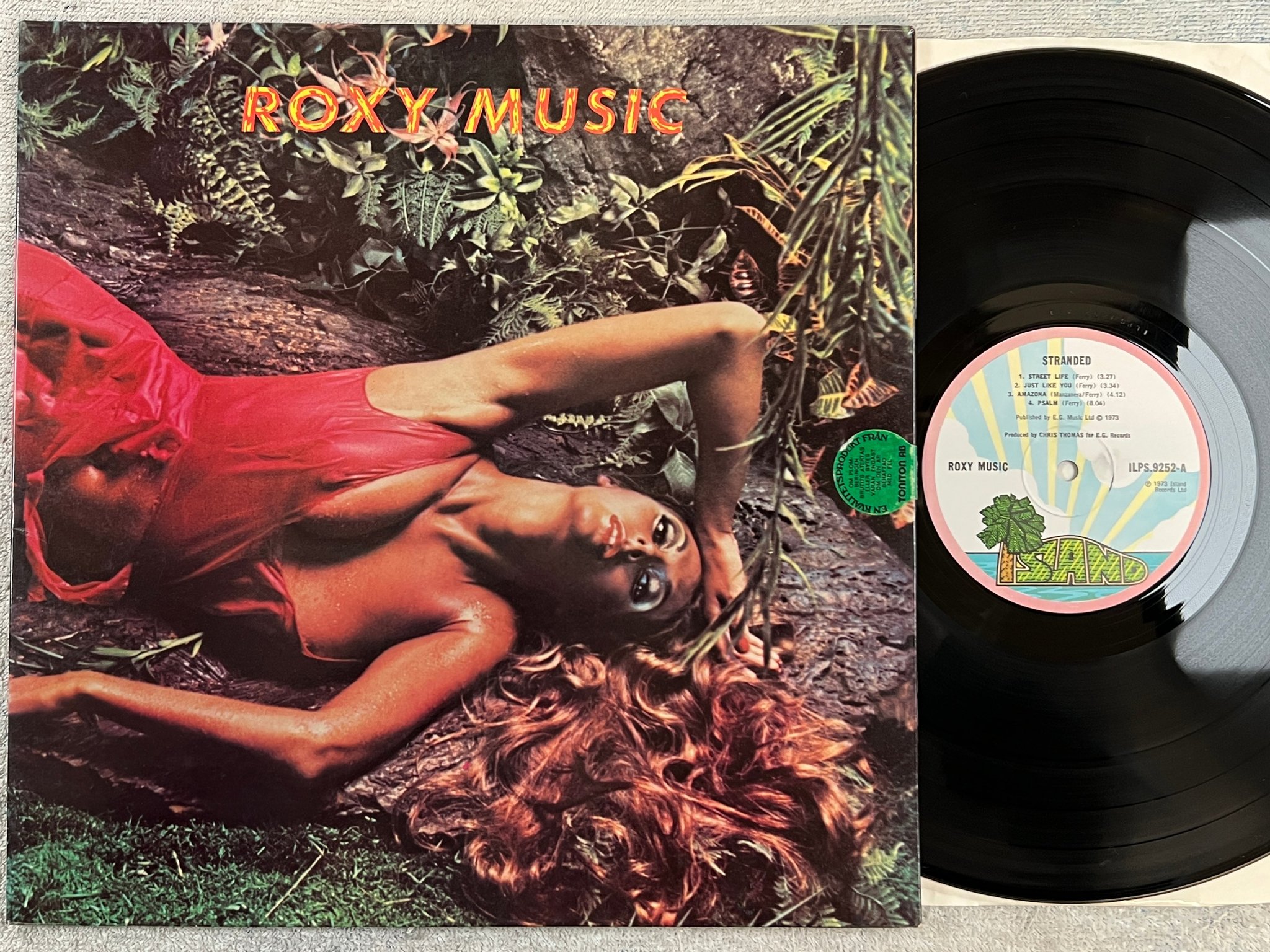 Omslagsbild för skivan ROXY MUSIC stranded LP -73 UK ISLAND ILPS 9252