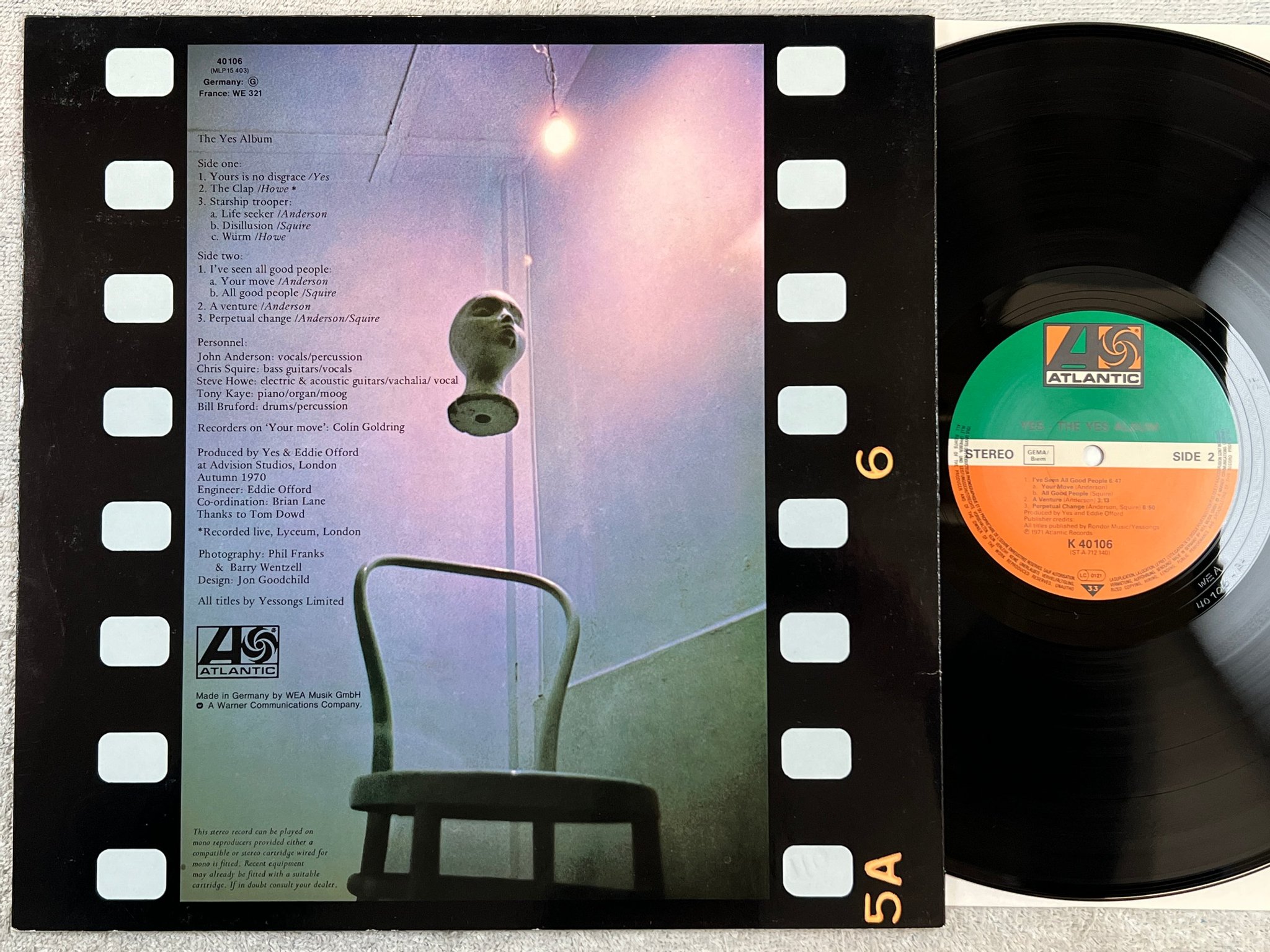 Omslagsbild för skivan YES the yes album LP re ATLANTIC K 40106