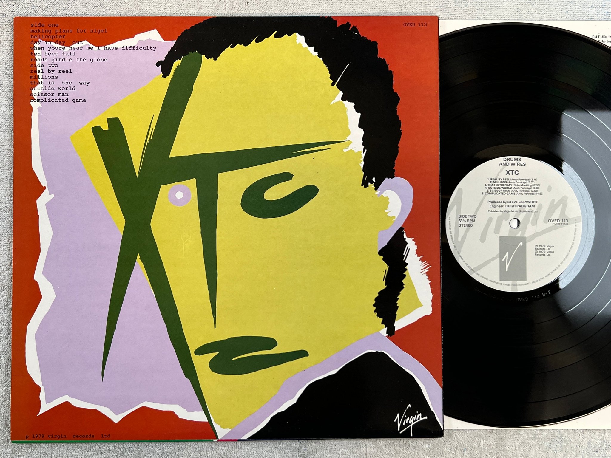 Omslagsbild för skivan XTC drums and wires LP UK VIRGIN OVED 113