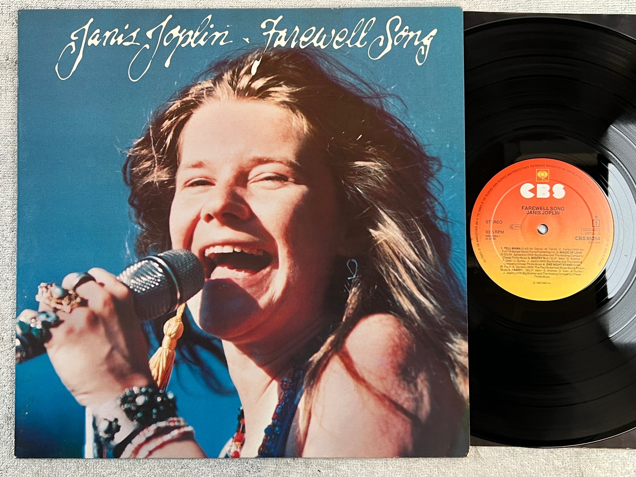 Omslagsbild för skivan JANIS JOPLIN farewell song LP -82 Hol CBS 85354