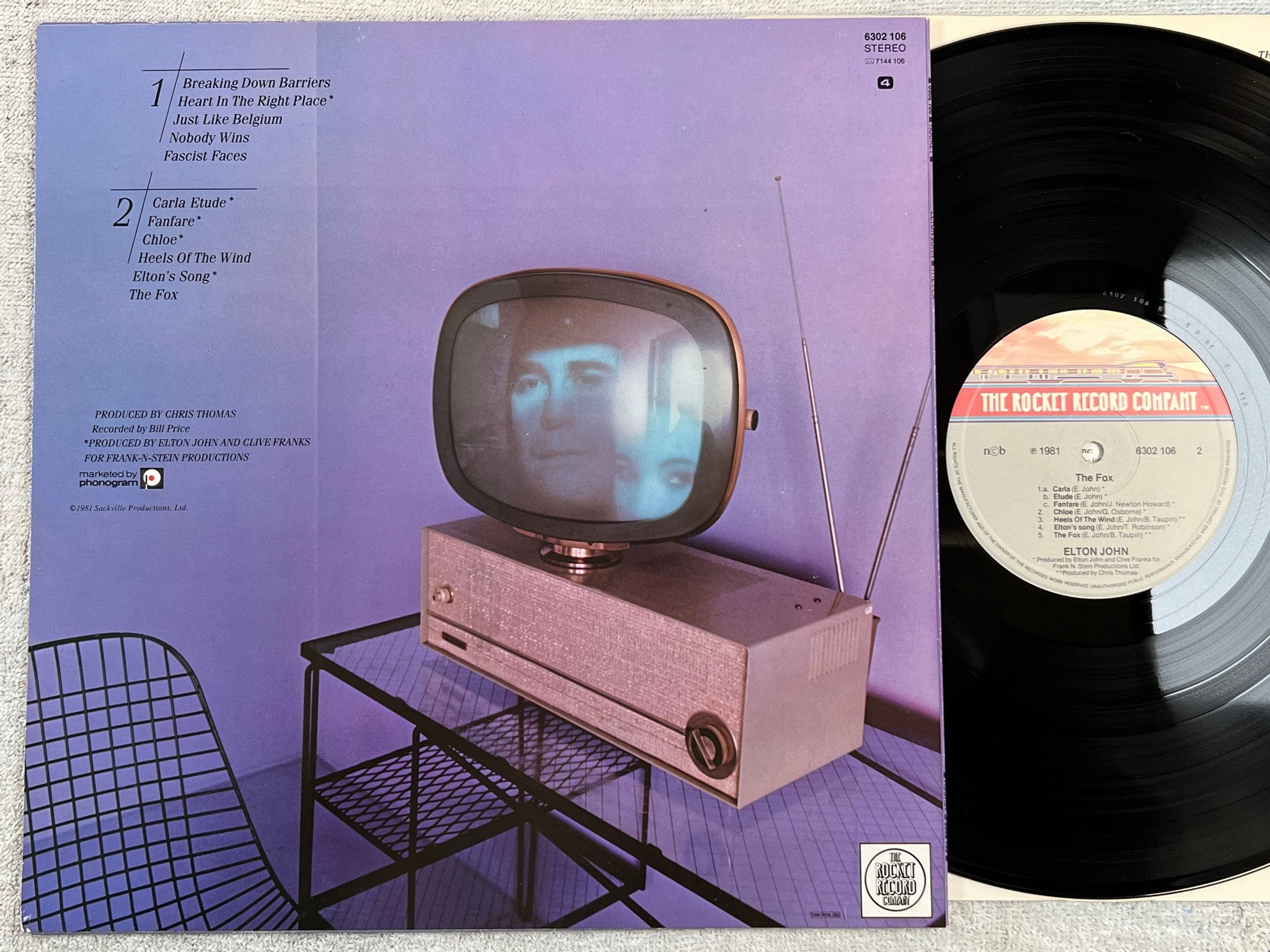 Omslagsbild för skivan ELTON JOHN the fox LP -81 ncb THE ROCKET RECORD COMPANY 6302106