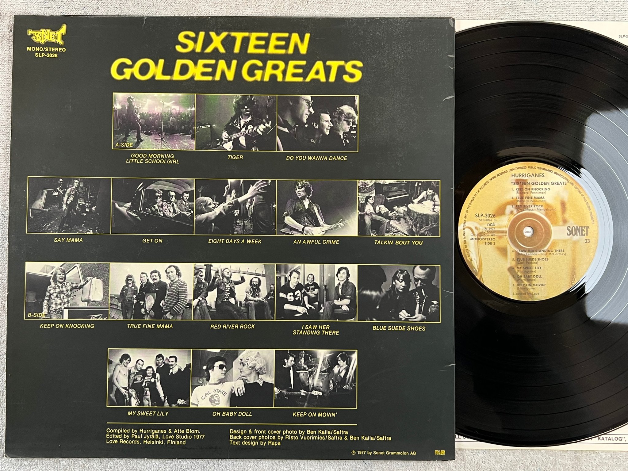 Omslagsbild för skivan HURRIGANES sixteen golden greats LP -77 ncb SONET SLP 3026