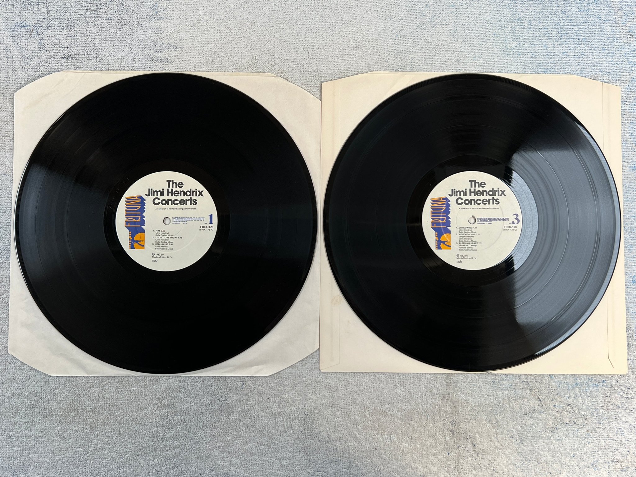 Omslagsbild för skivan THE JIMI HENDRIX CONCERTS 2xLP -82 ncb FRITUNA FRIX-178