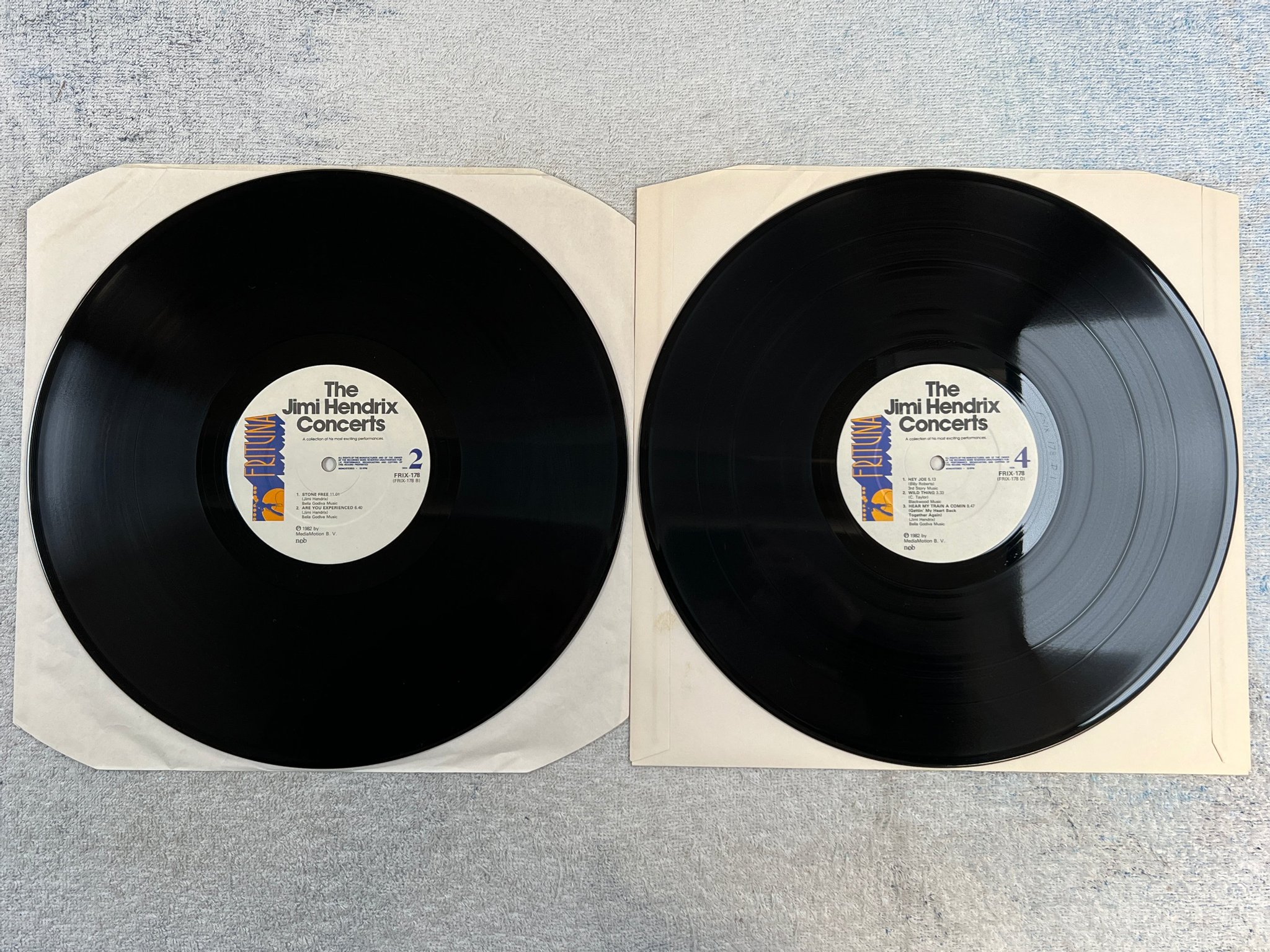 Omslagsbild för skivan THE JIMI HENDRIX CONCERTS 2xLP -82 ncb FRITUNA FRIX-178