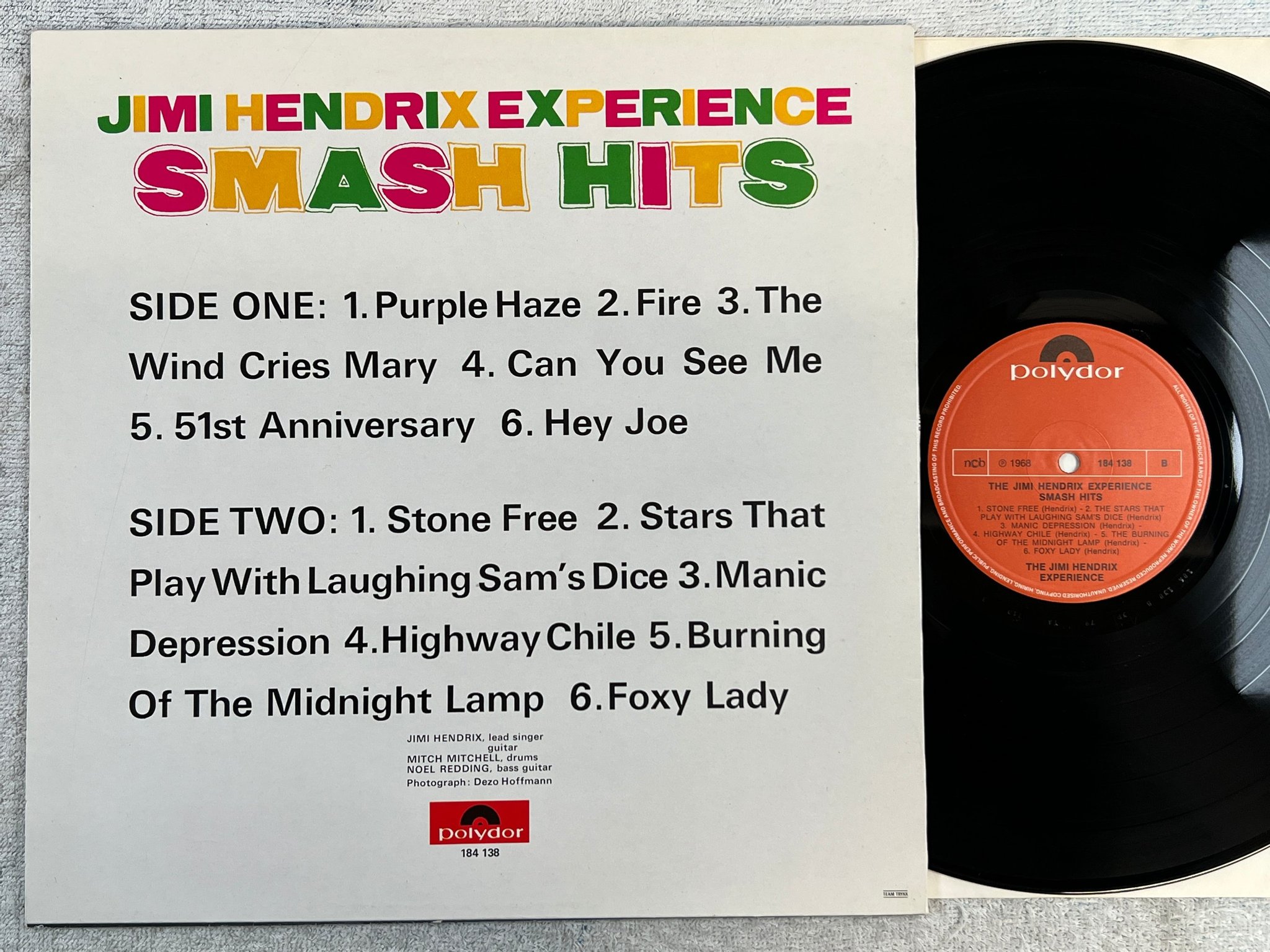 Omslagsbild för skivan THE JIMI HENDRIX EXPERIENCE smash hits LP re ncb POLYDOR 184138    Record / Co