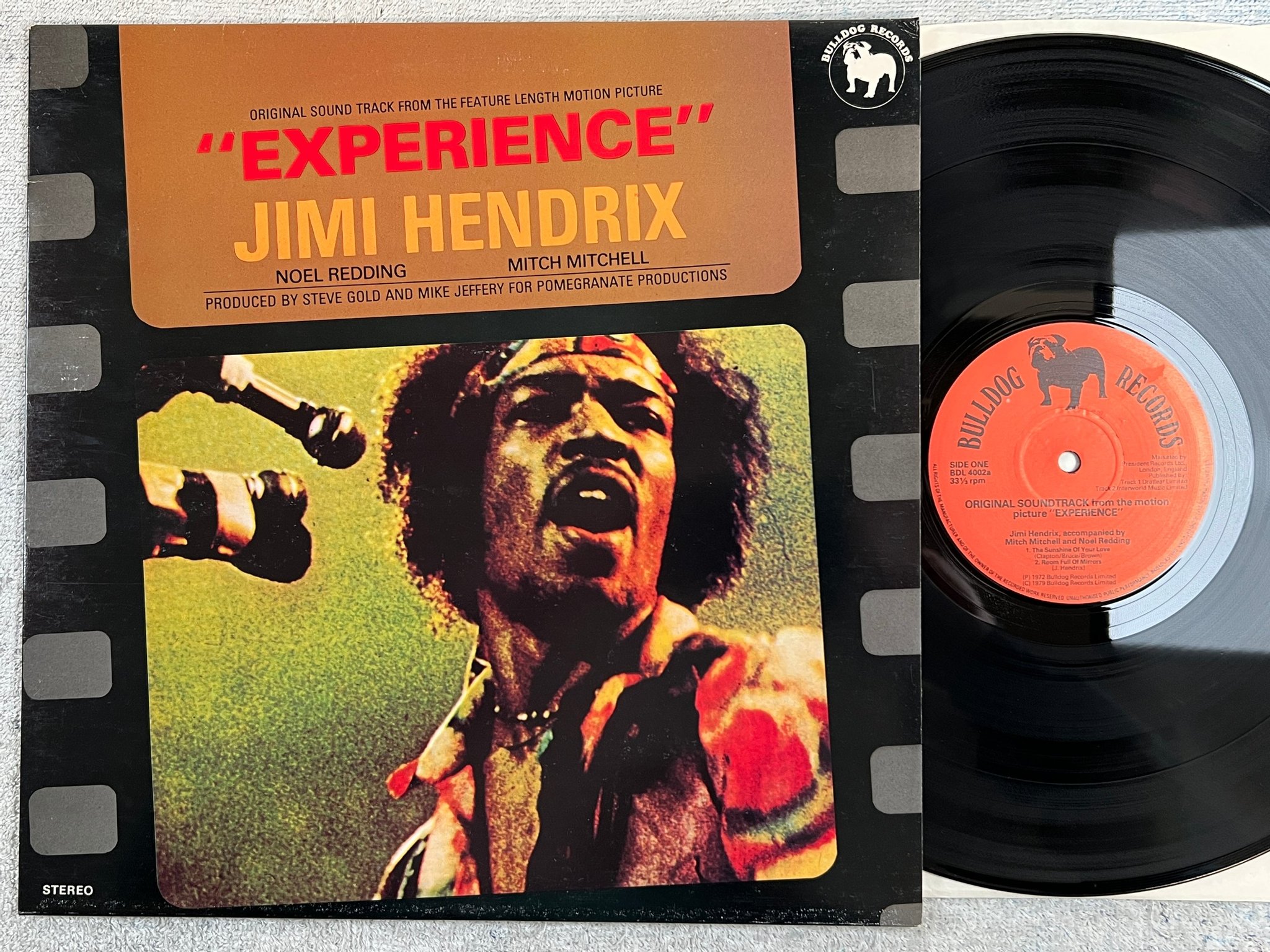 Omslagsbild för skivan JIMI HENDRIX soundtrack "experience" LP UK BULLDOG BDL 4002