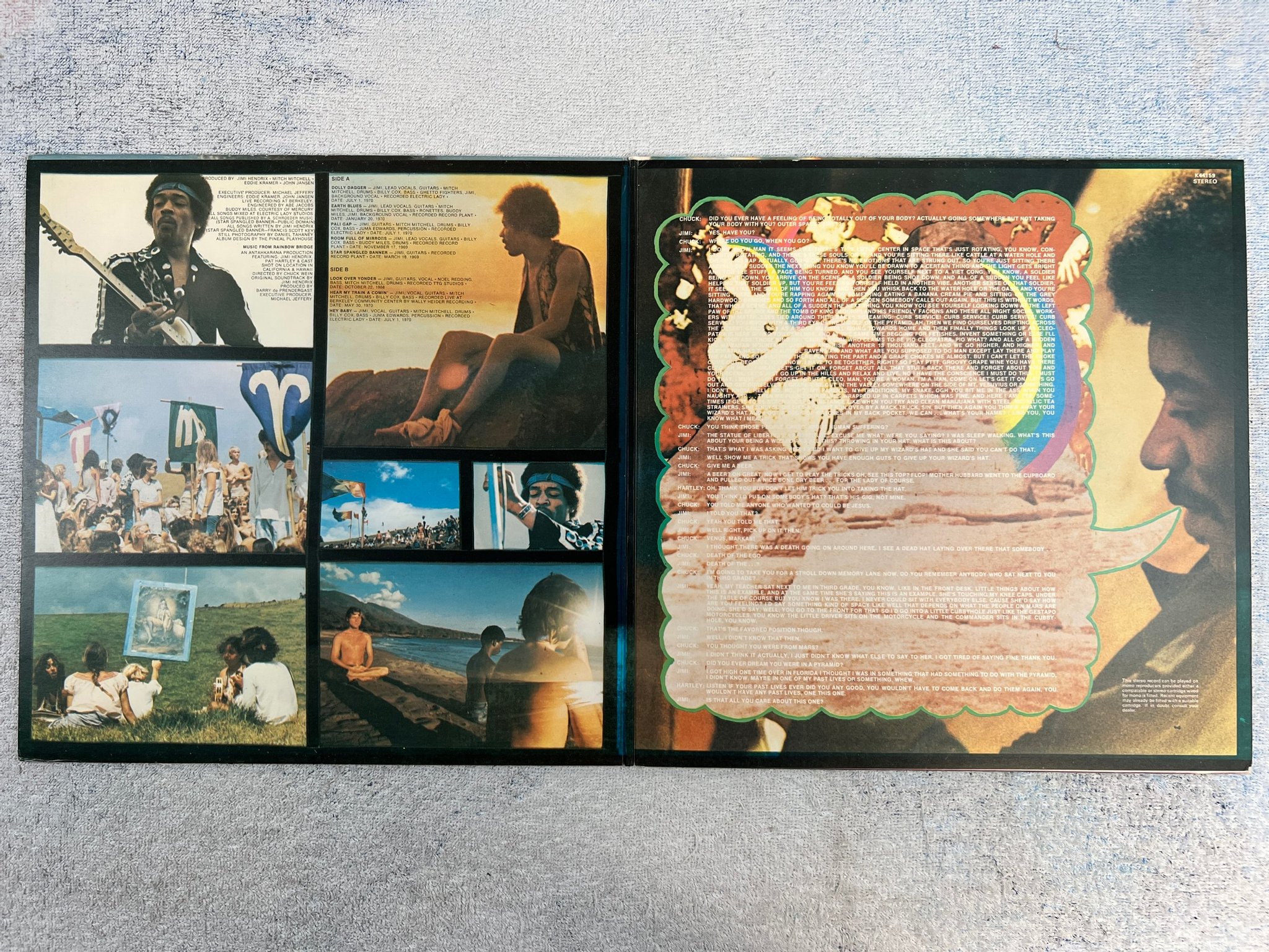 Omslagsbild för skivan JIMI HENDRIX soundtrack "rainbow bridge" LP -71 UK REPRISE K 44159