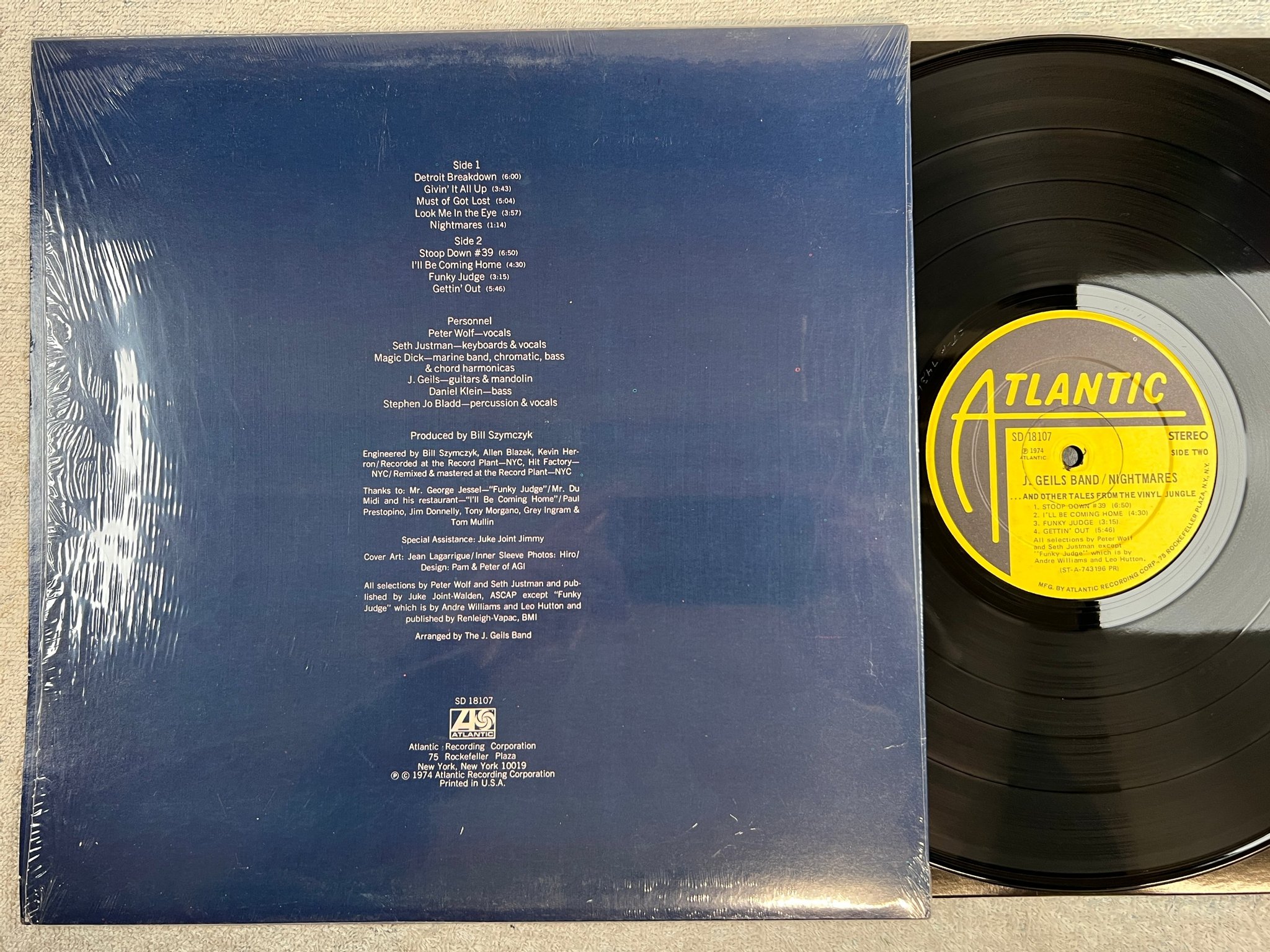 Omslagsbild för skivan J GEILS nightmares LP -74 US ATLANTIC SD 18107