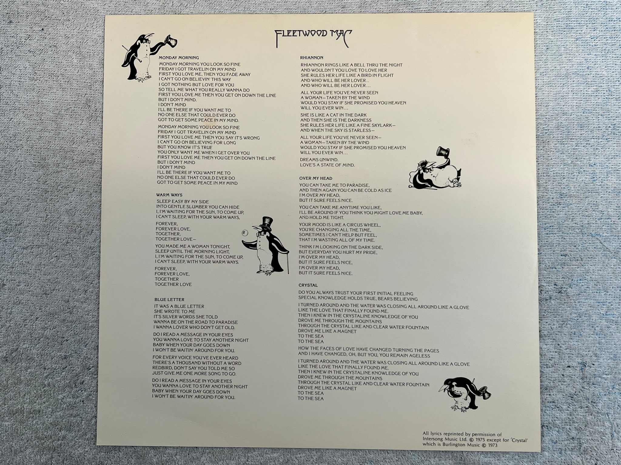 Omslagsbild för skivan FLEETWOOD MAC s/t LP -75 UK REPRISE K 54043 white vinyl 