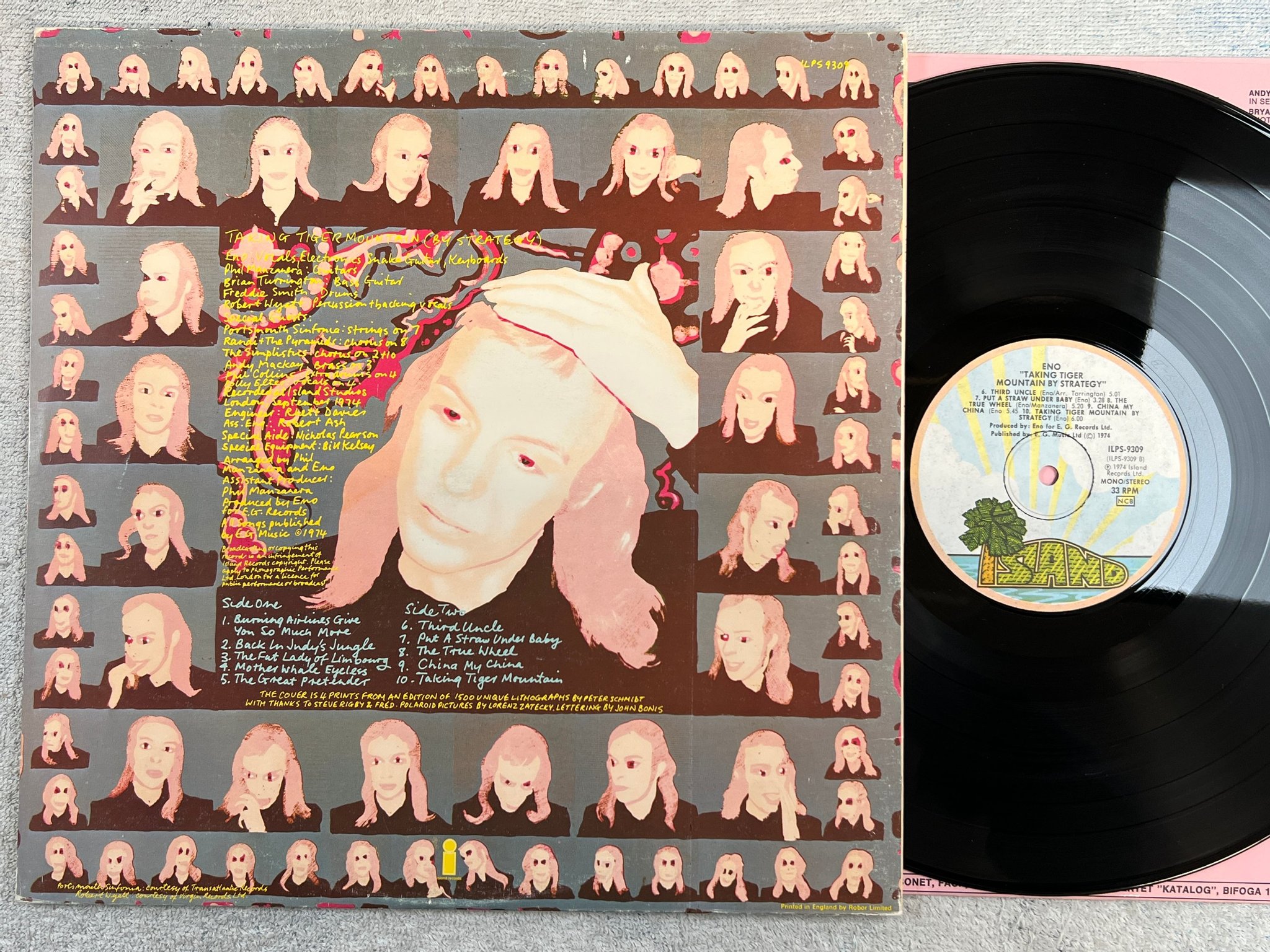 Omslagsbild för skivan ENO taking tiger mountain by strategy LP -74 ncb ISLAND ILPS 9309