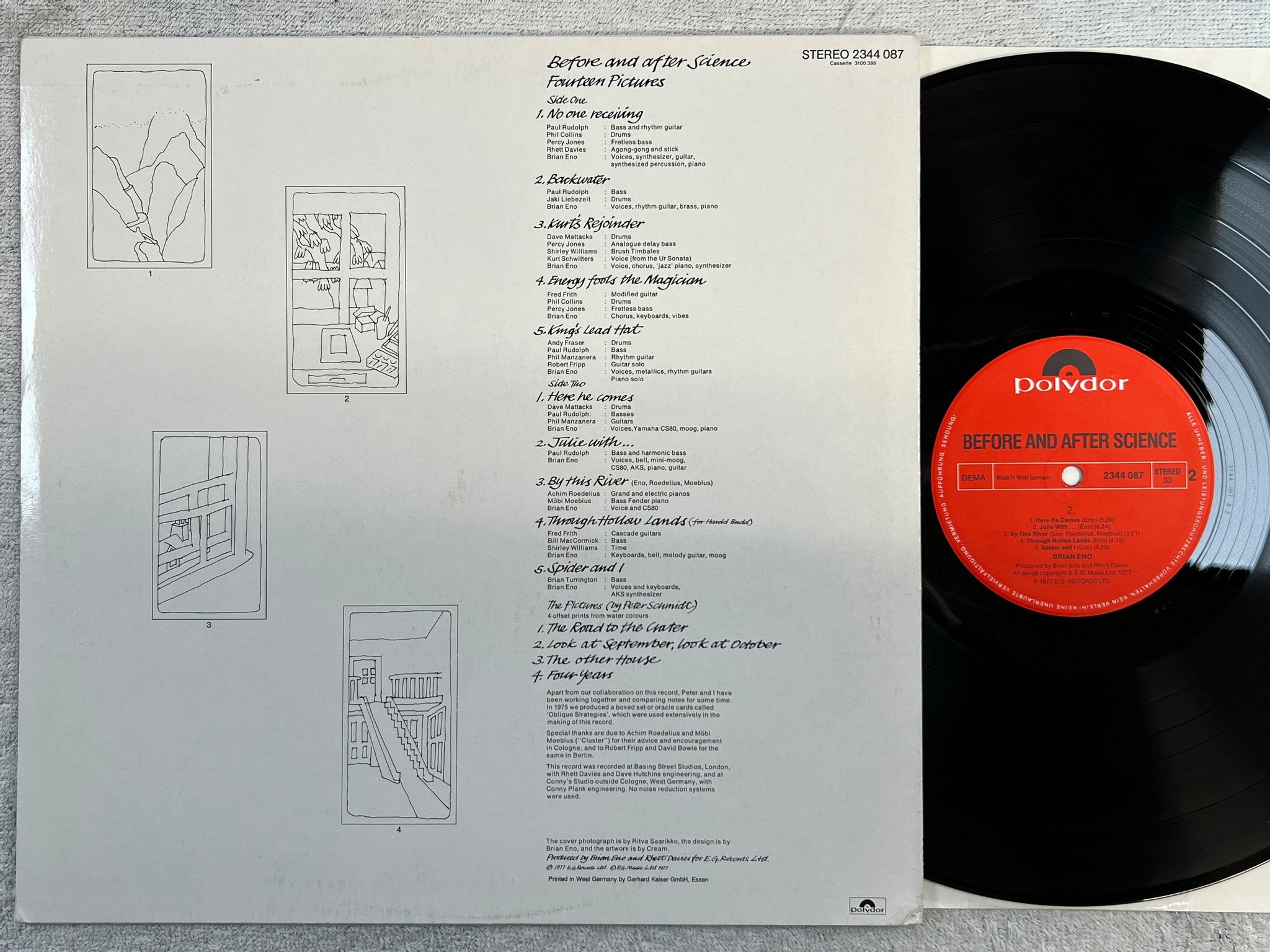 Omslagsbild för skivan BRIAN ENO before and after science LP -77 Ger POLYDOR 2344 087