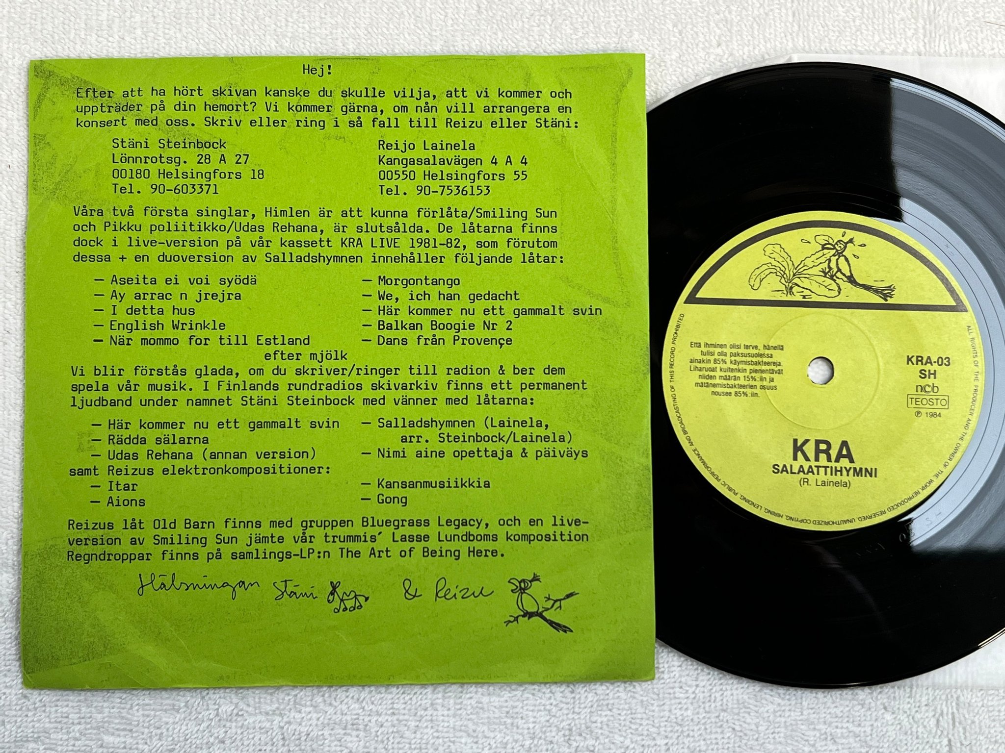 Omslagsbild för skivan KRA päronvlas 7"single -84 KRA-03