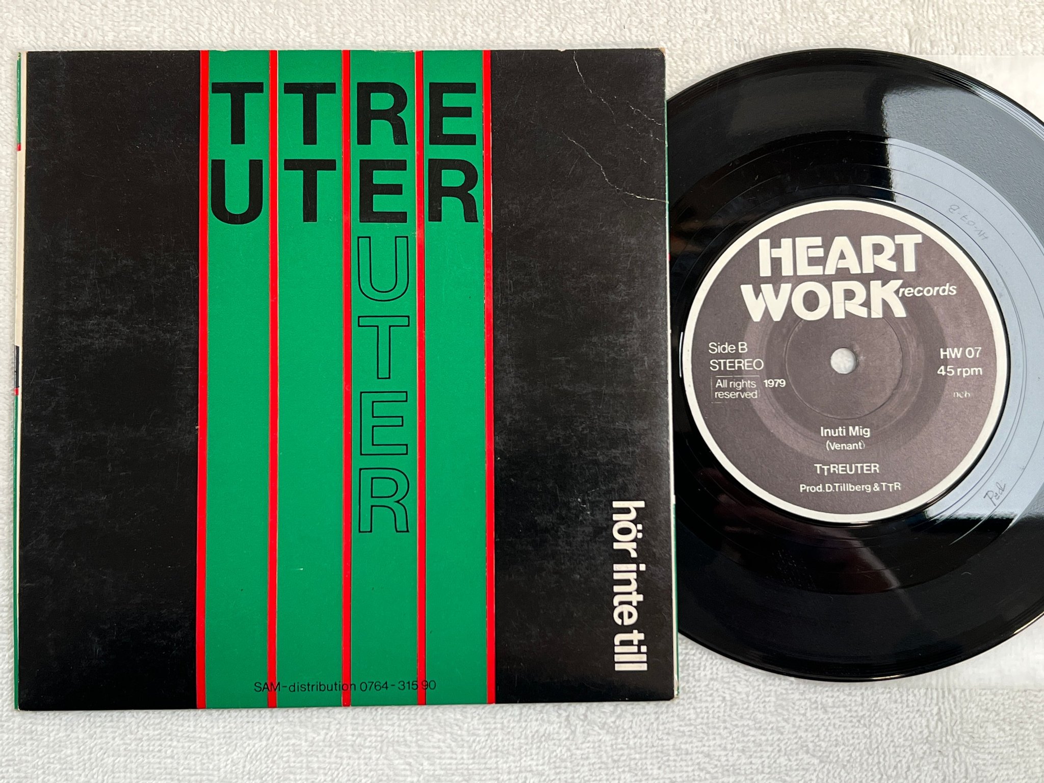 Omslagsbild för skivan T-REUTER hör inte till 7"single -79 Swe HEART WORK HW 07
