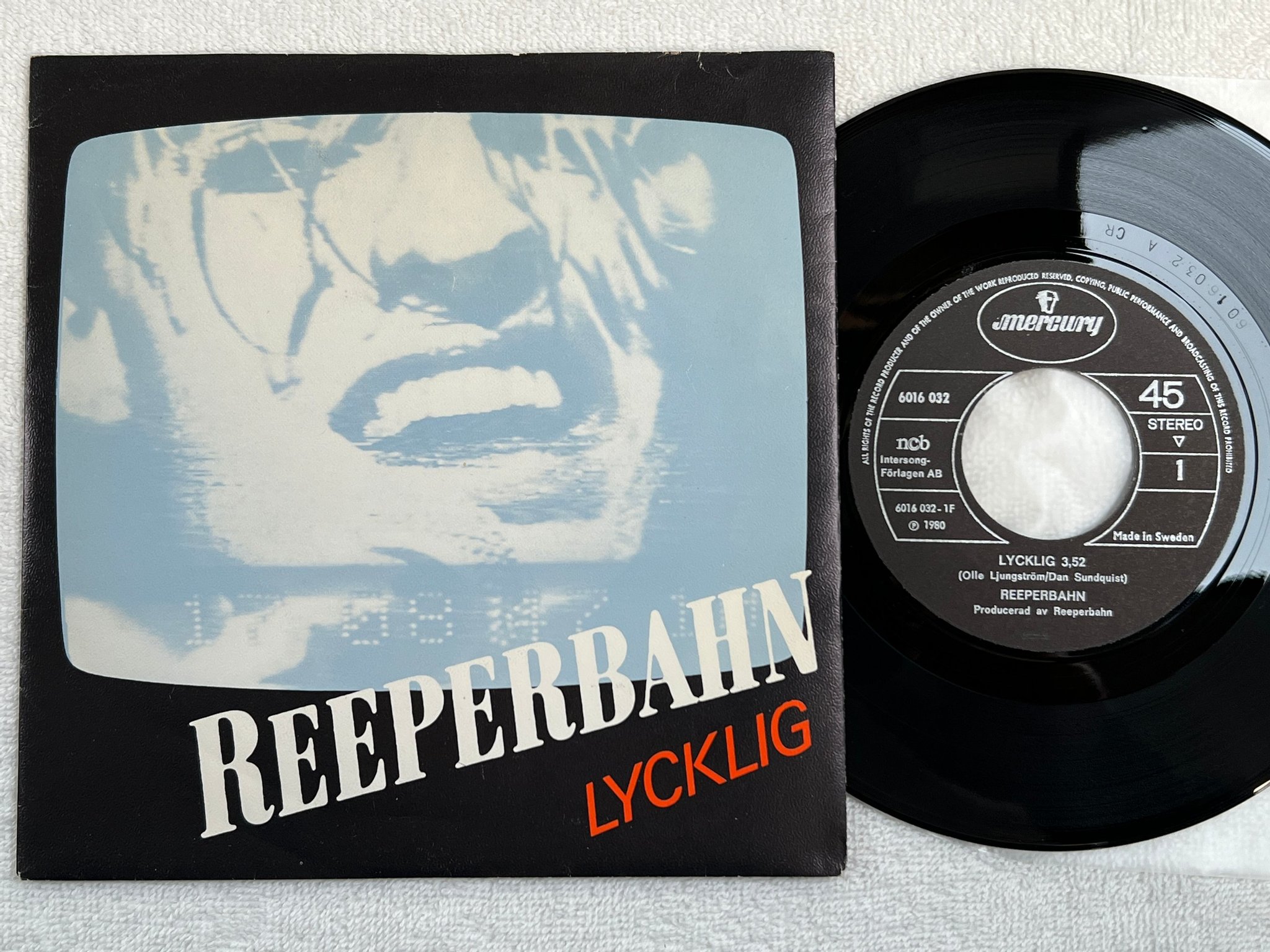 Omslagsbild för skivan REEPERBAHN lycklig 7"single -80 Swe MERCURY 6016 032