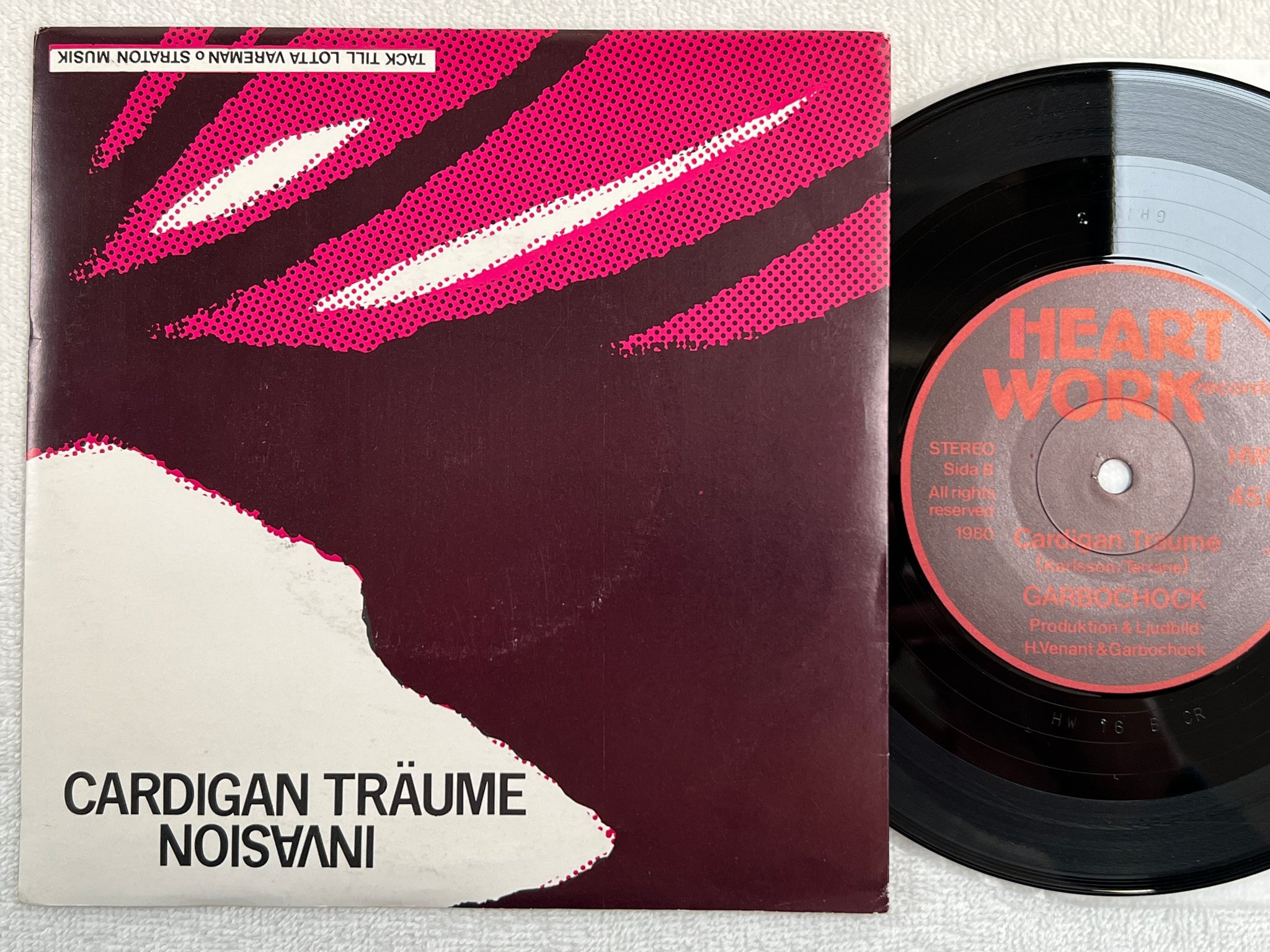 Omslagsbild för skivan GARBOCHOCK invasion 7"single -80 HEART WORK HW 16