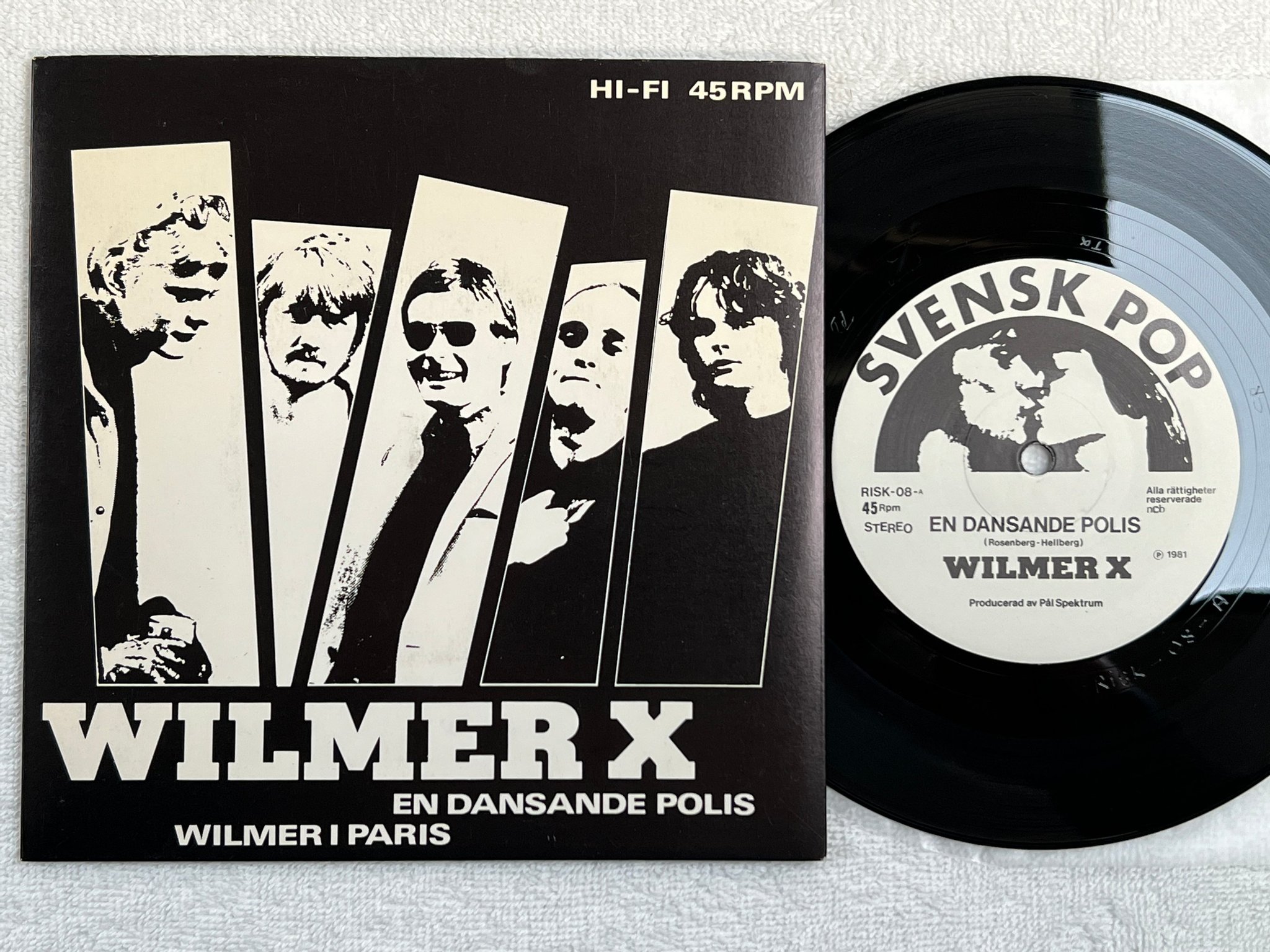 Omslagsbild för skivan WILMER X en dansande polis 7"single -81 RISK-08
