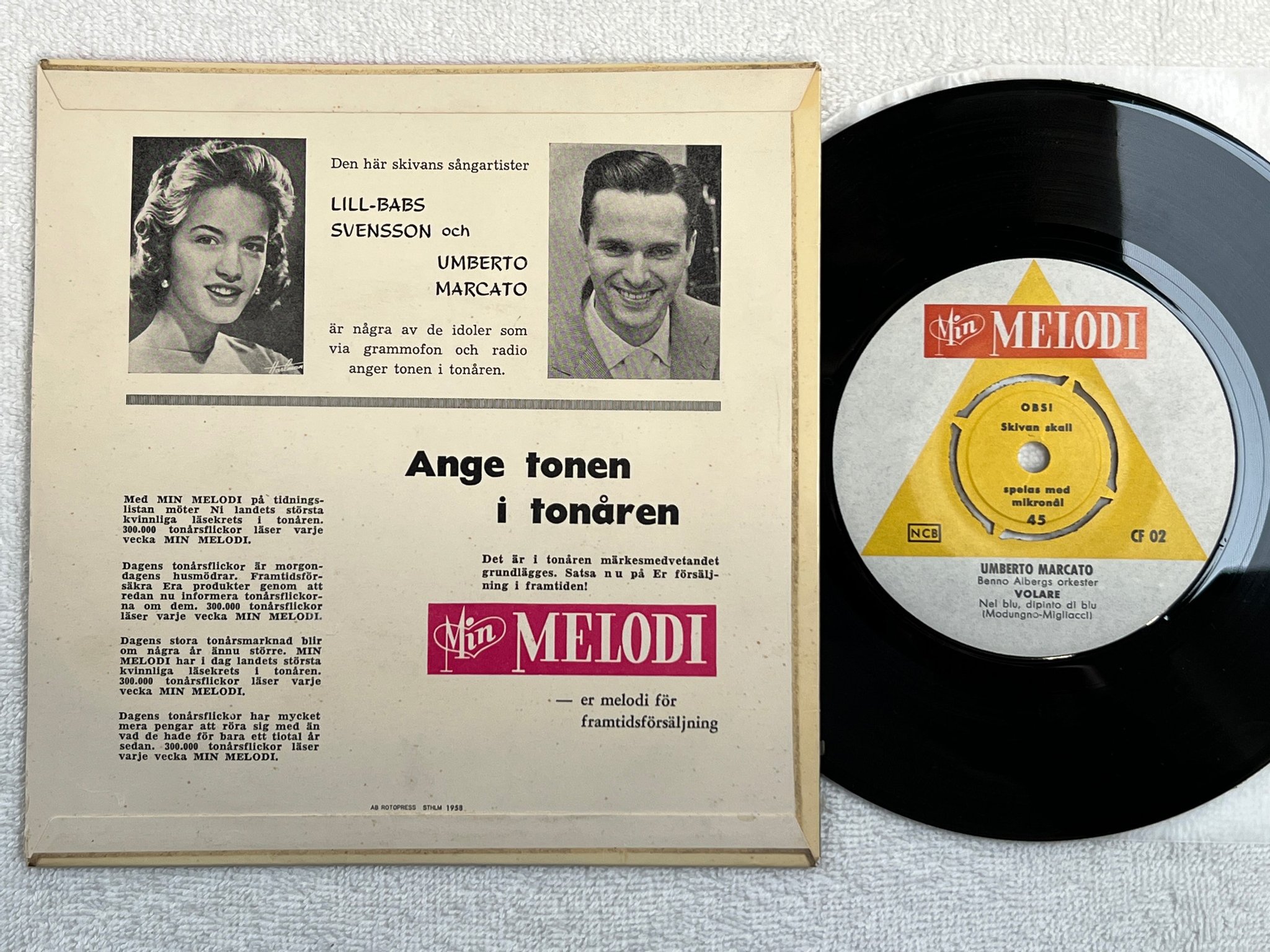 Omslagsbild för skivan LILL-BABS SJUNGER min melodi 7"single -  CF01