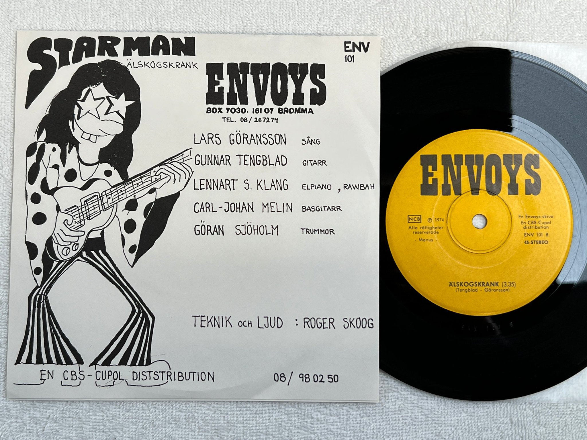 Omslagsbild för skivan ENVOYS starman 7"single -74 ENV 101