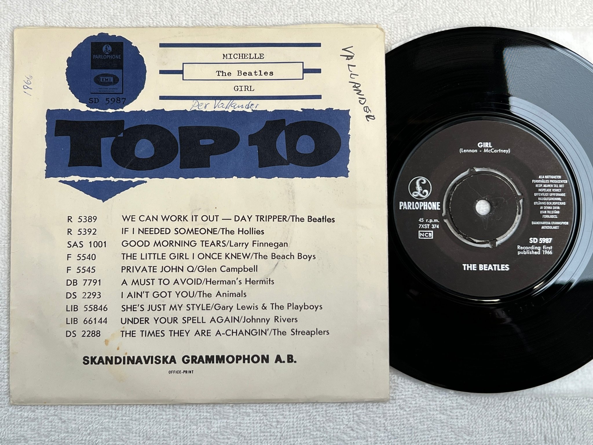 Omslagsbild för skivan THE BEATLES michelle 7"single -66 PARLOPHONE SD 5987