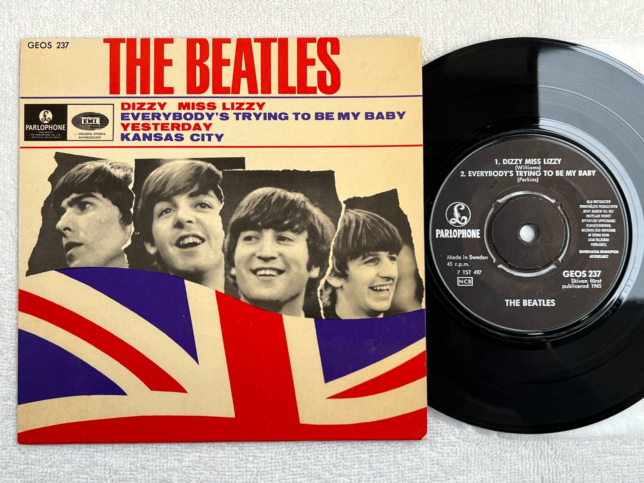 Omslagsbild för skivan THE BEATLES dizzy miss lizzy 7"single -65 PARLOPHONE GEOS-237