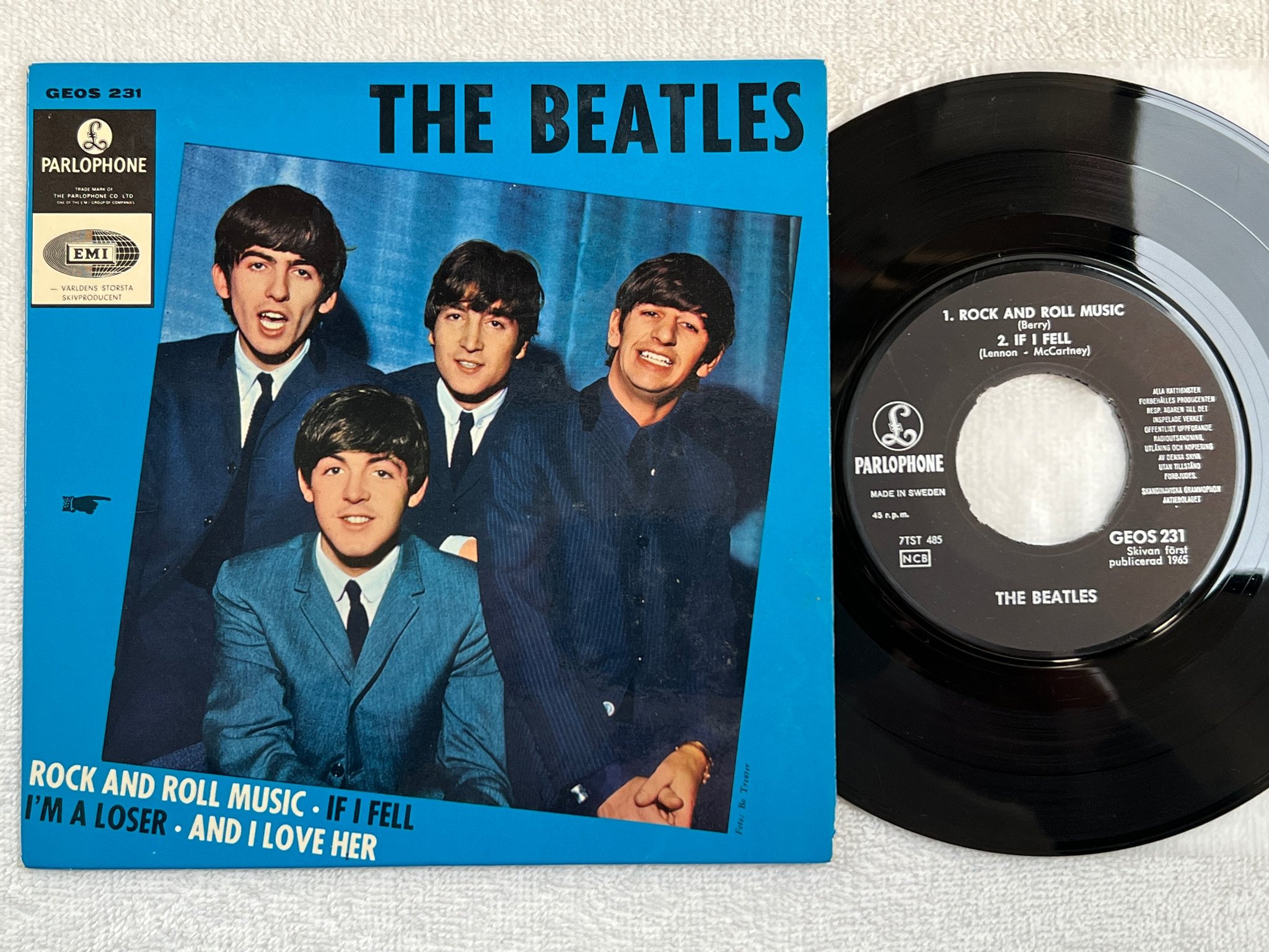 Omslagsbild för skivan THE BEATLES rock and roll music 7"single -65 PARLOPHONE GEOS 231