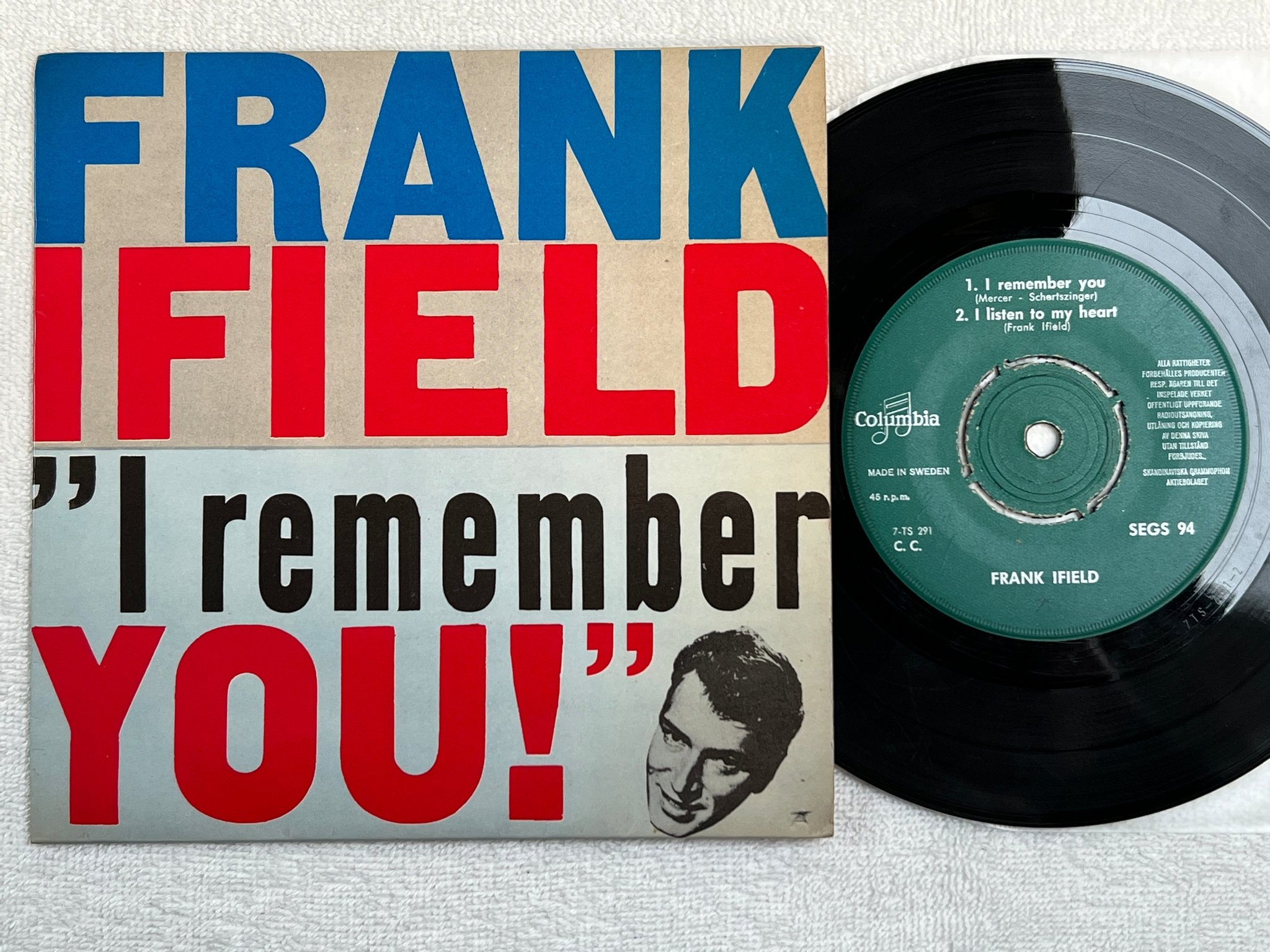 Omslagsbild för skivan FRANK IFIELD i remember you 7"single COLUMBIA SEGS 94