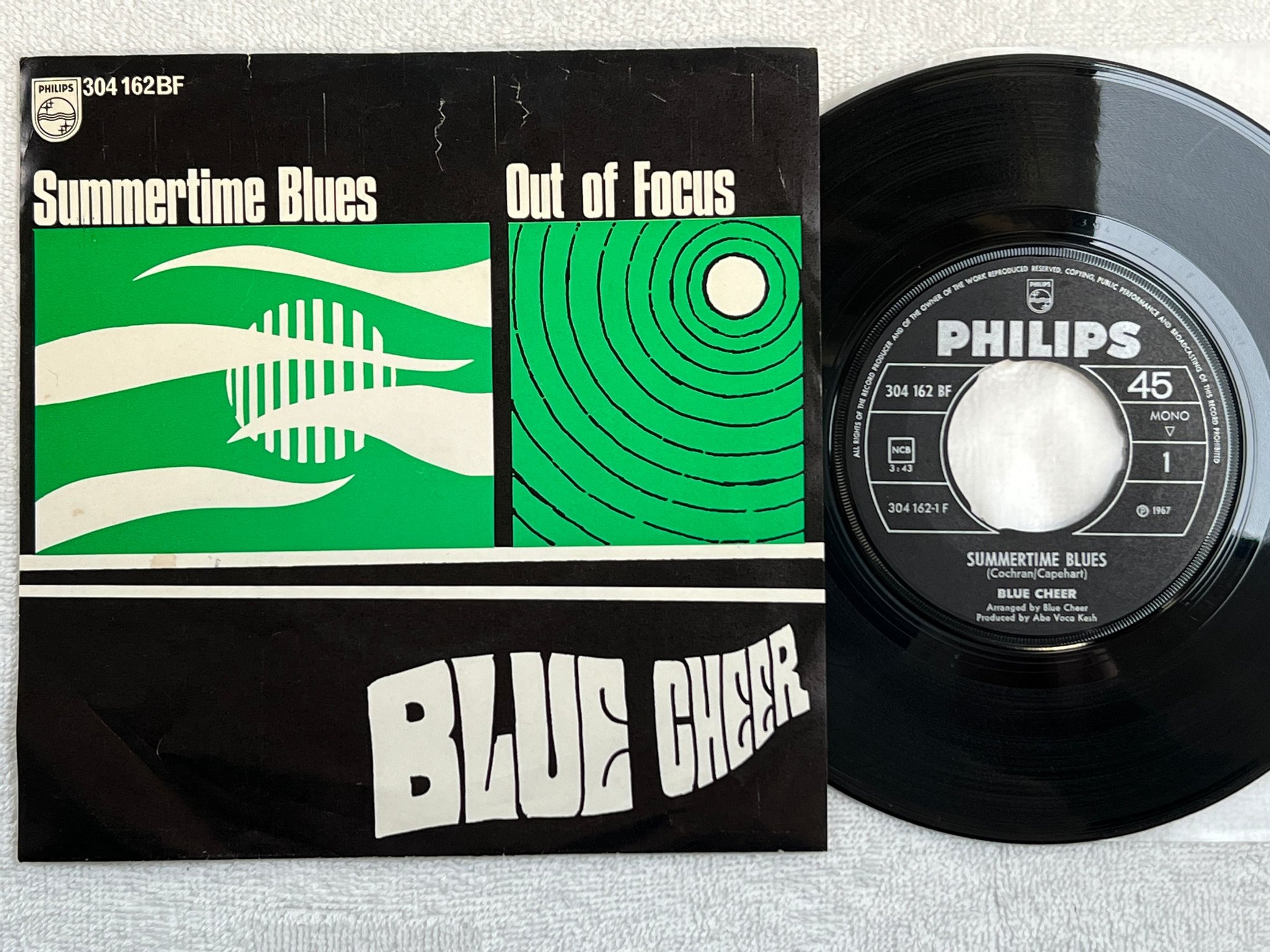Omslagsbild för skivan BLUE CHEER summertime blues 7"single -67 PHILIPS 304 162 BF