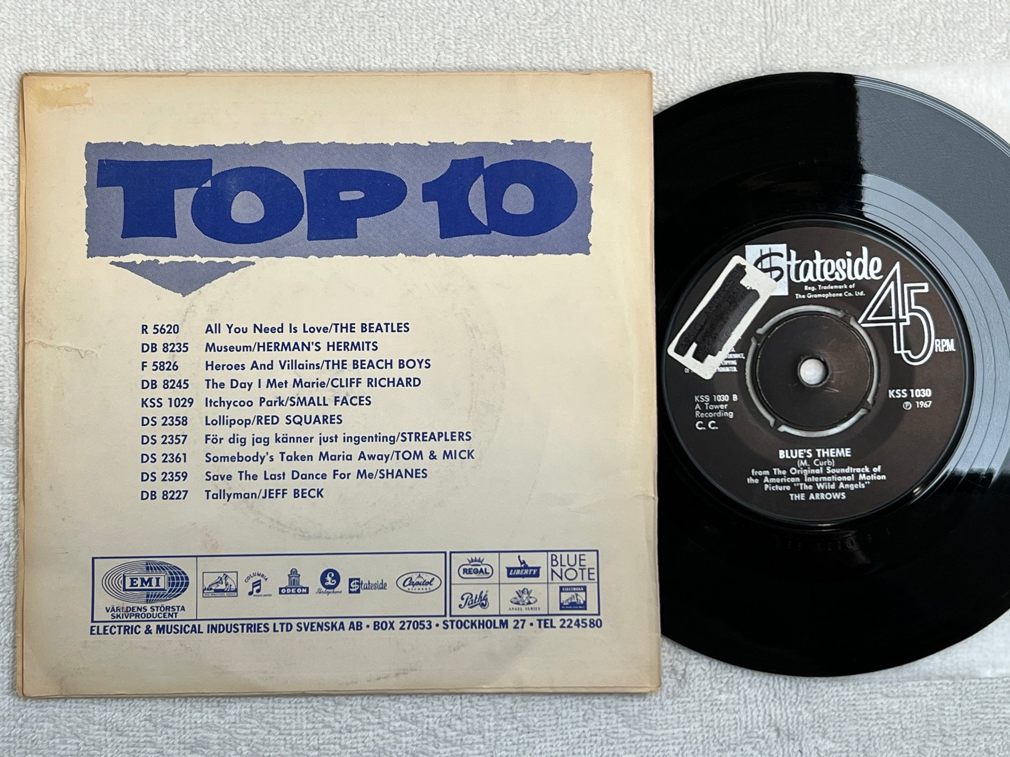 Omslagsbild för skivan THE ARROWS theme from the wild angels 7"single -67 KSS 1030