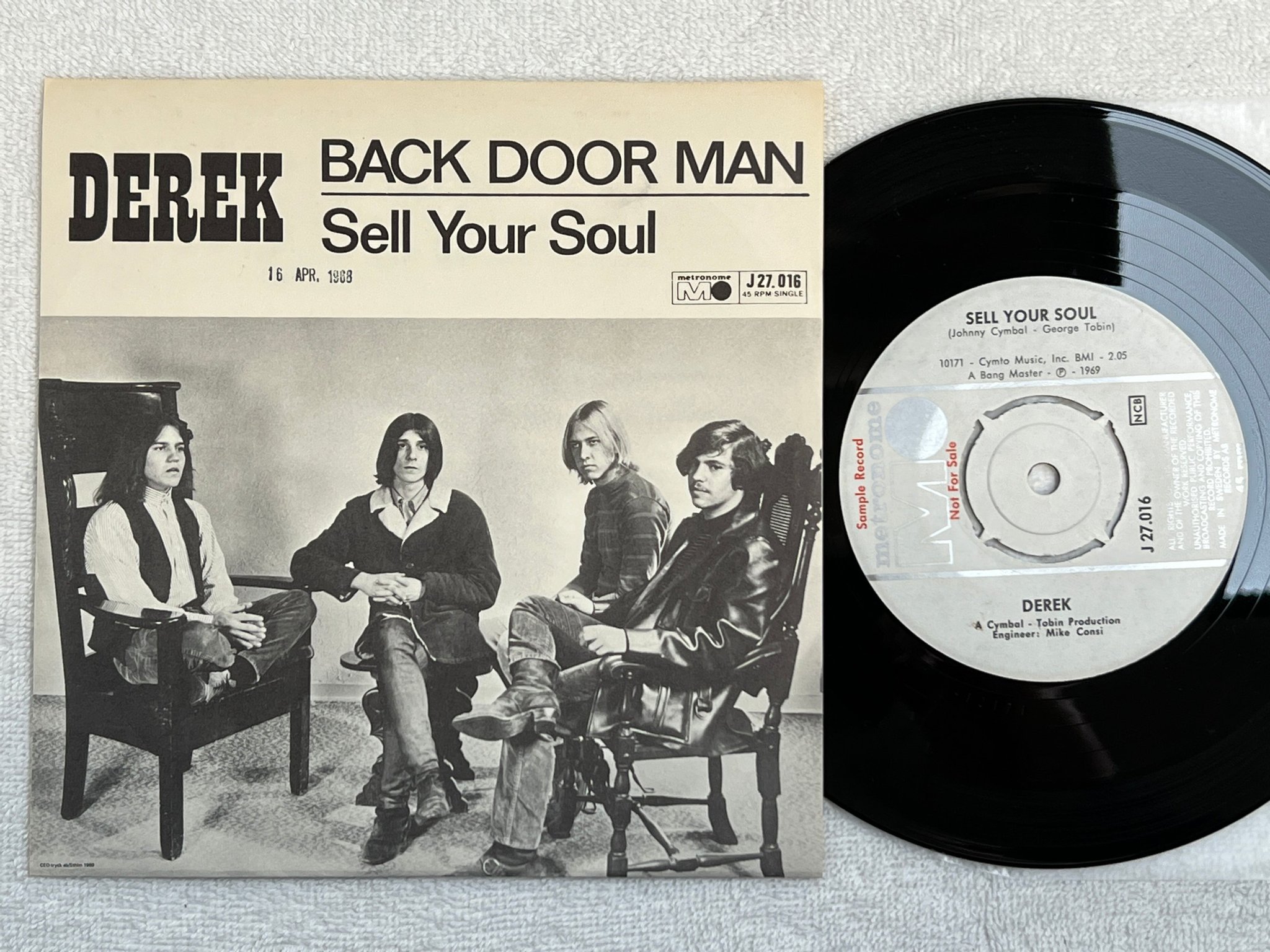 Omslagsbild för skivan DEREK back door man 7"single -69 J 27. 016 METRONOME  promo ** R A R E **