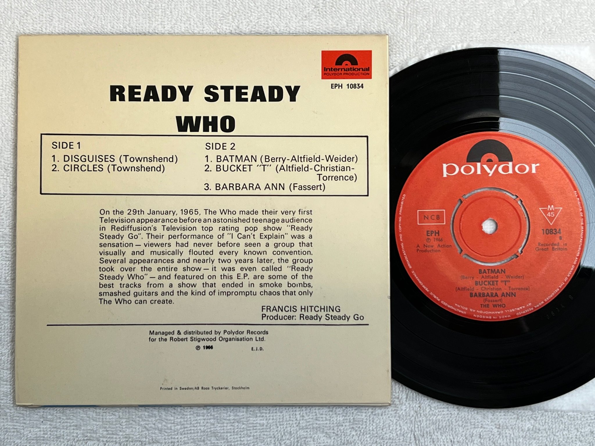 Omslagsbild för skivan THE WHO disguises 7"single -66 EPH 10834