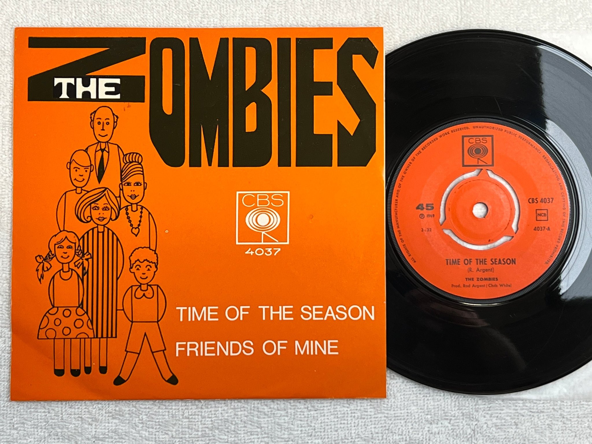 Omslagsbild för skivan THE ZOMBIES time of the season 7"single -69 CBS 4037