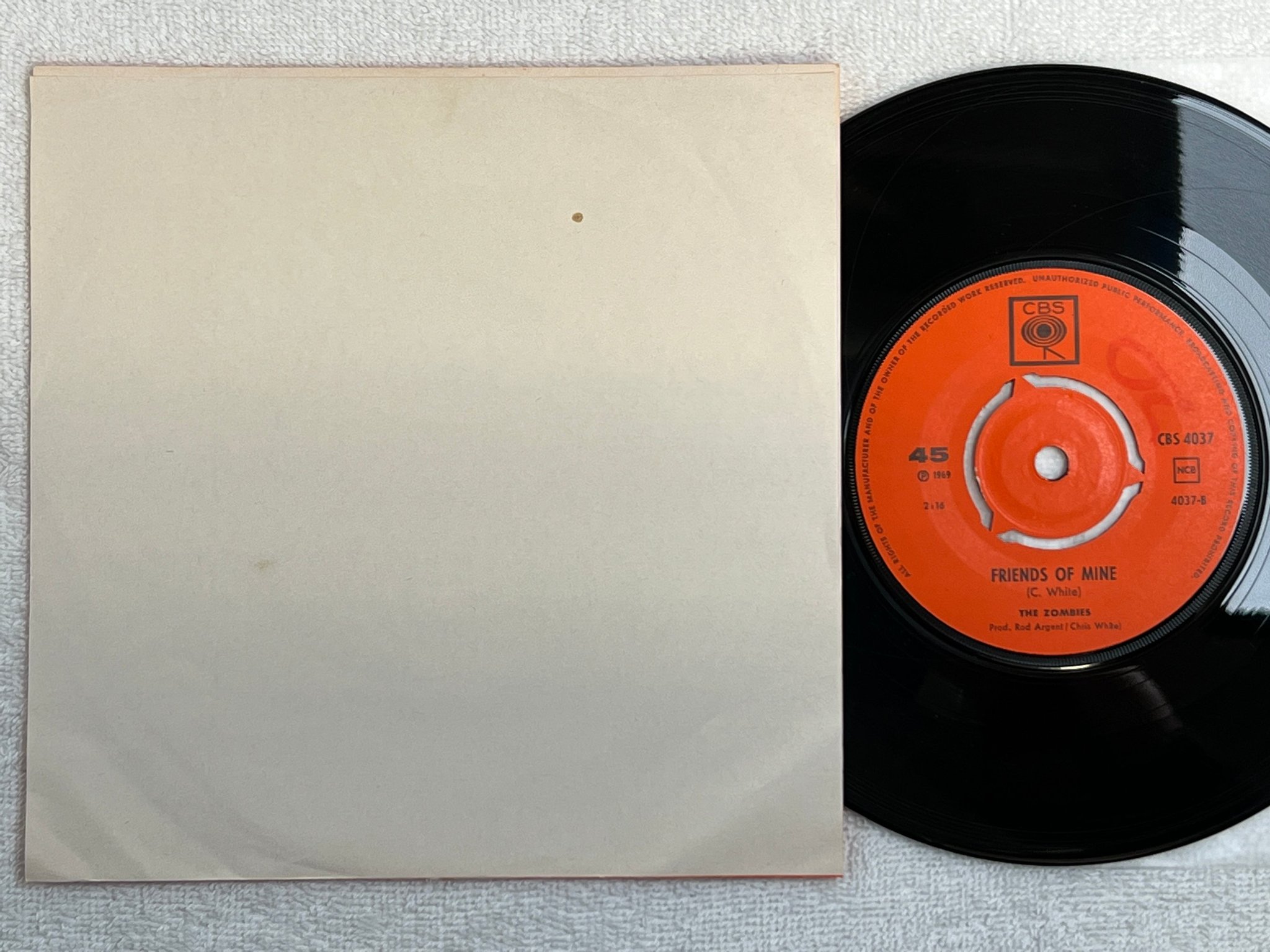 Omslagsbild för skivan THE ZOMBIES time of the season 7"single -69 CBS 4037