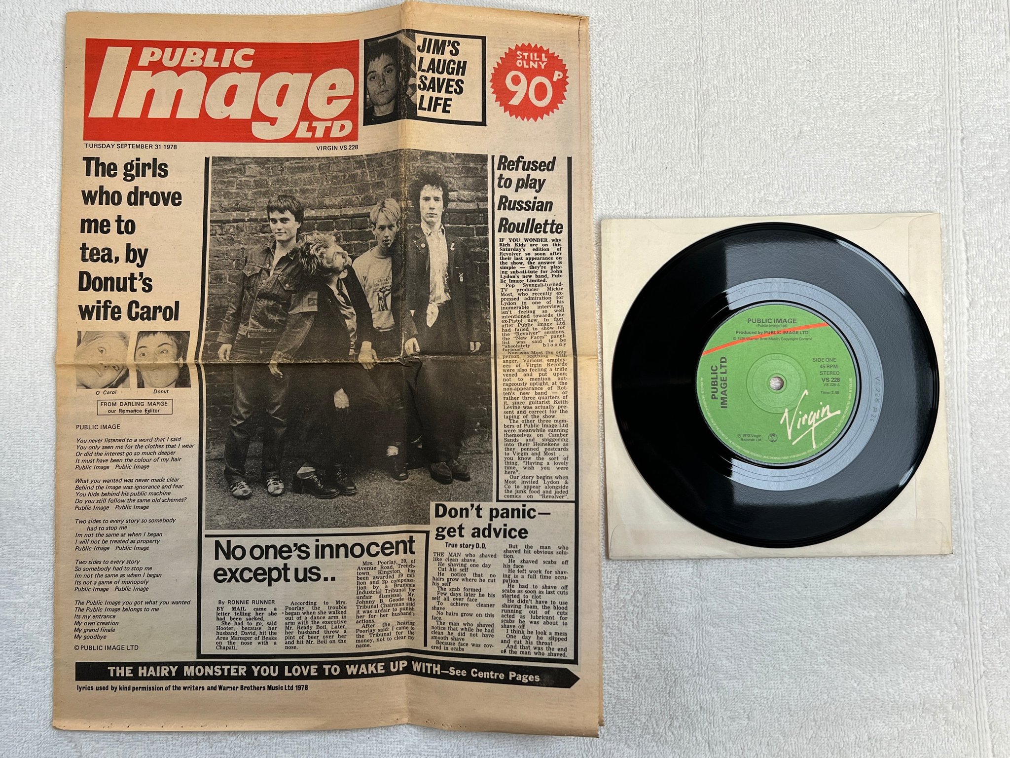 Omslagsbild för skivan PUBLIC IMAGE public image 7"single -78 VS 228