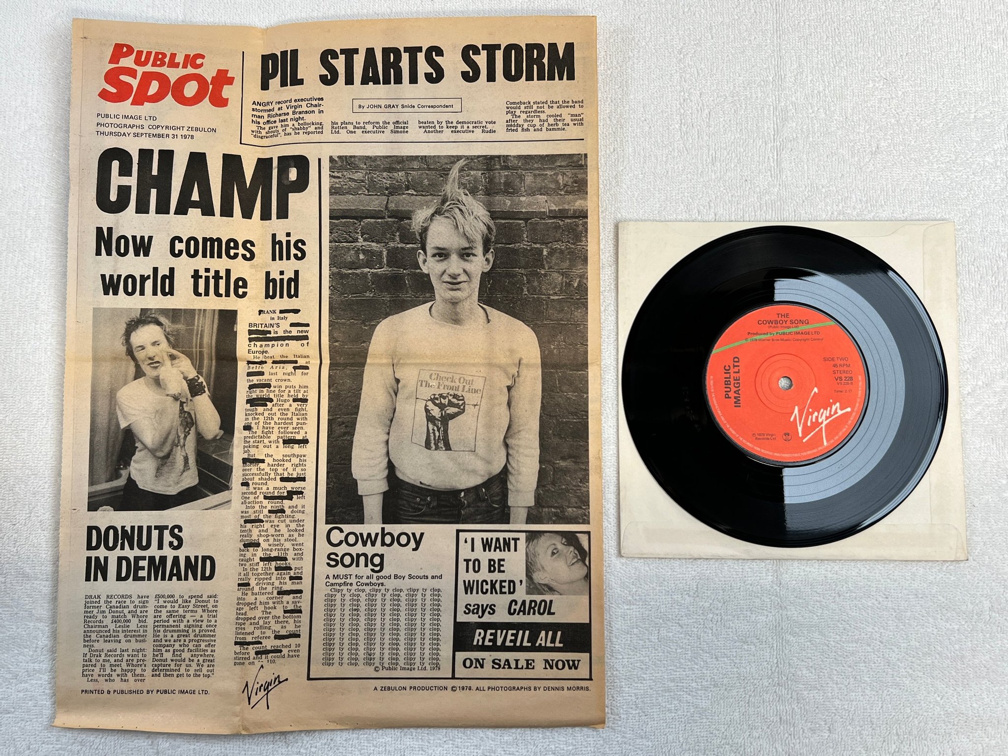 Omslagsbild för skivan PUBLIC IMAGE public image 7"single -78 VS 228