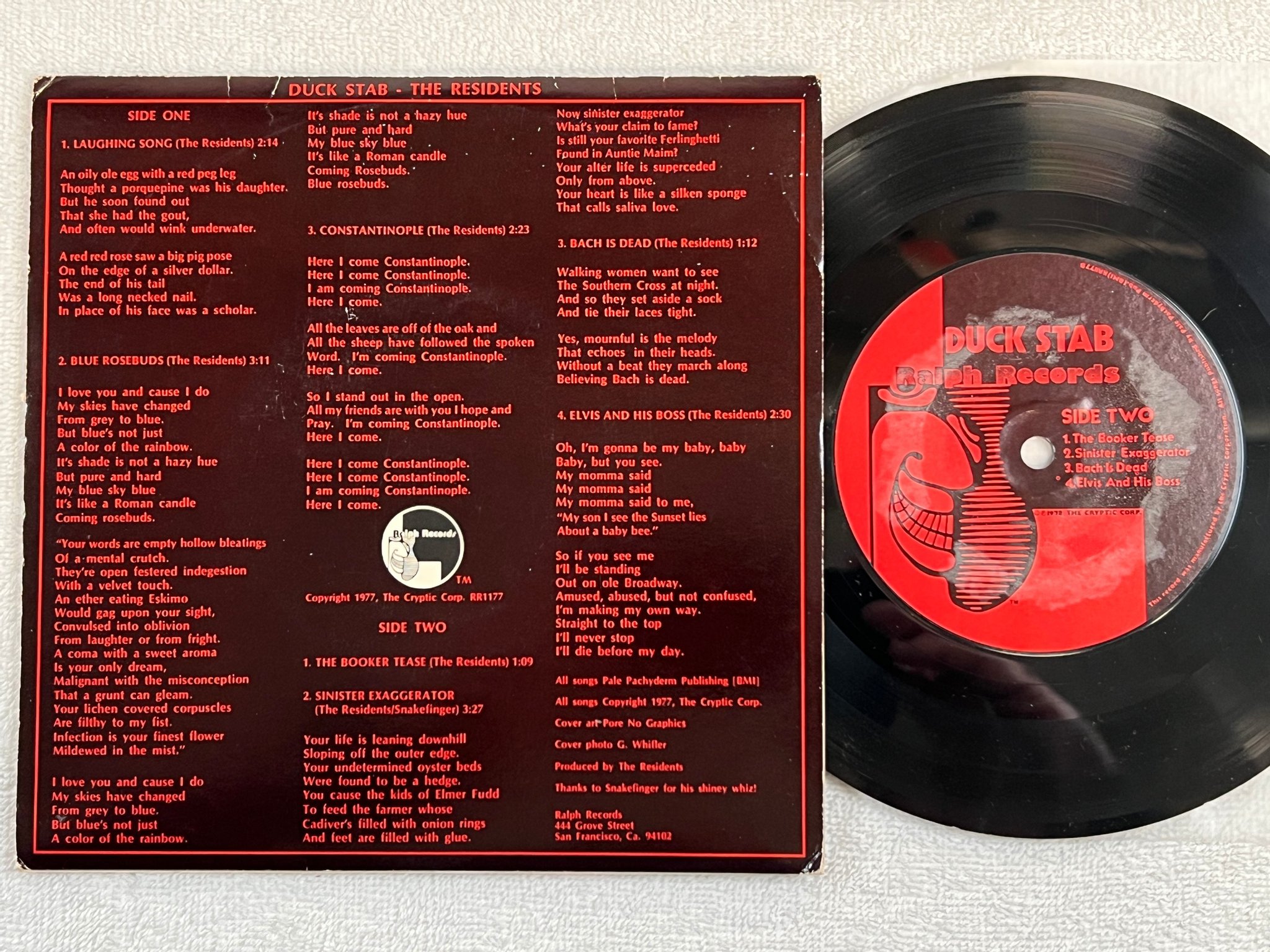 Omslagsbild för skivan DUCK STAB laughing song 7"single -78 Ralph Records