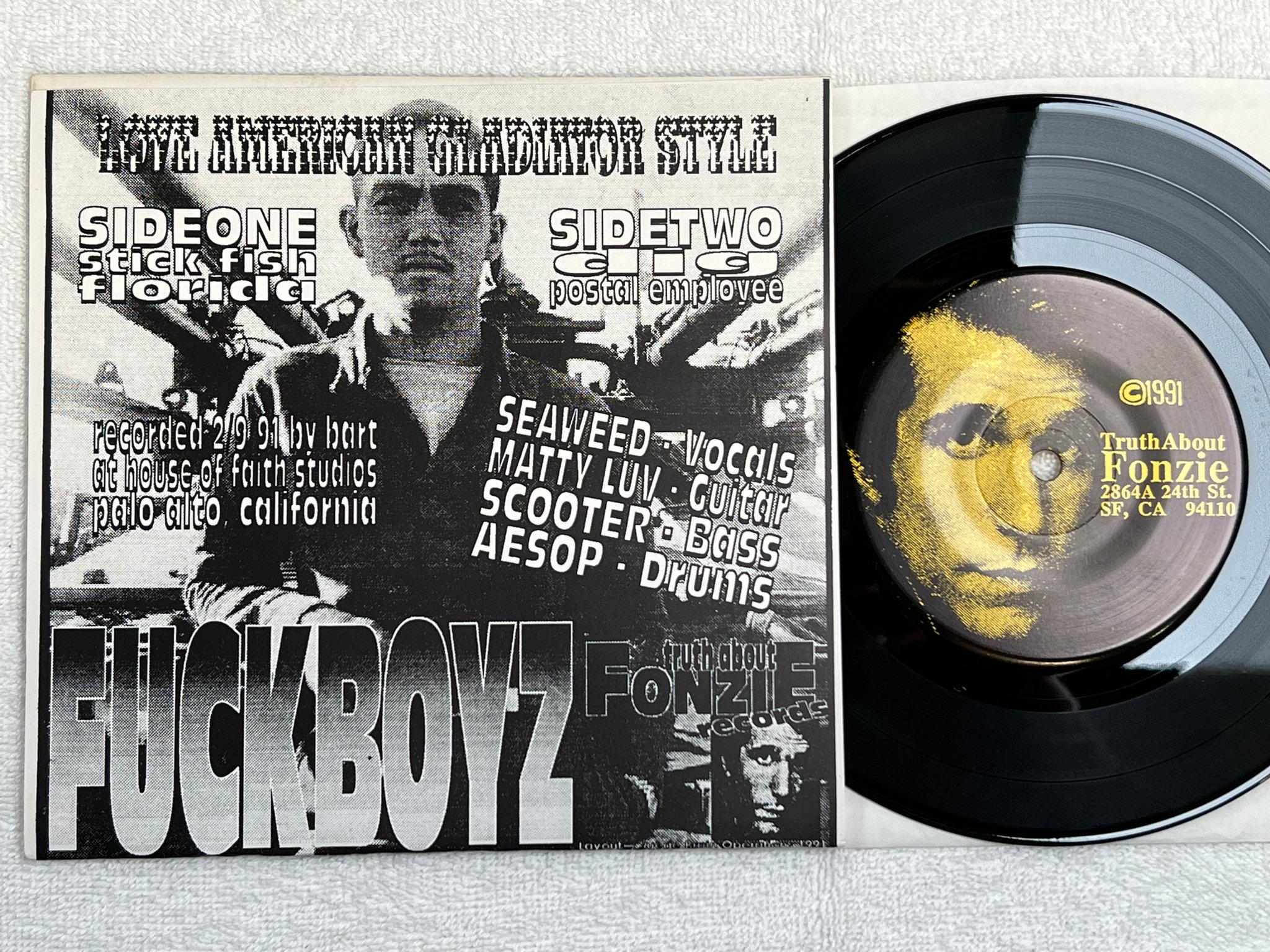 Omslagsbild för skivan FUCKBOYZ Love American Gladiator Style 7"single -91 CA 94110