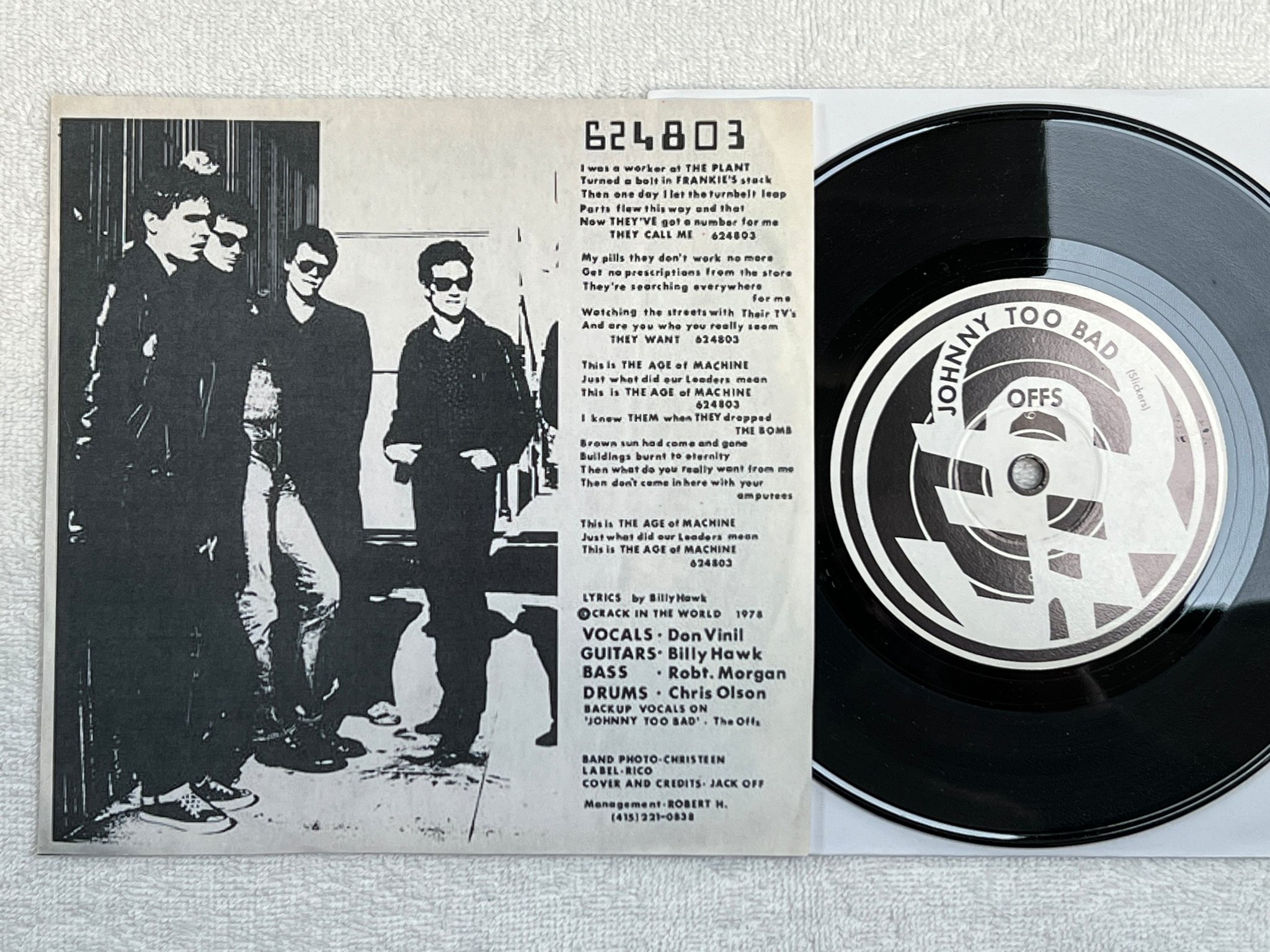 Omslagsbild för skivan THE OFFS 624803 7"single -77 Crack In The World 