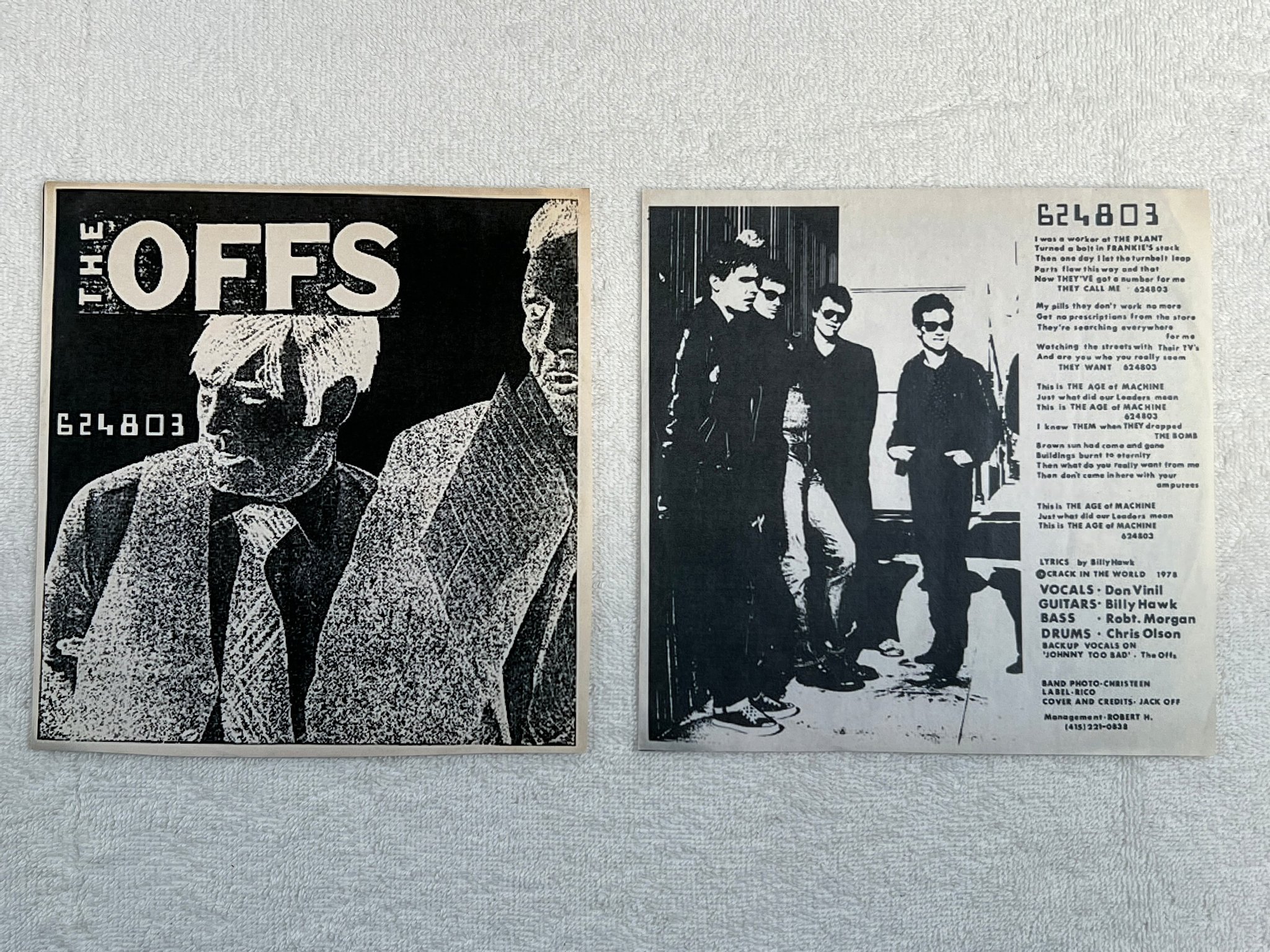 Omslagsbild för skivan THE OFFS 624803 7"single -77 Crack In The World 